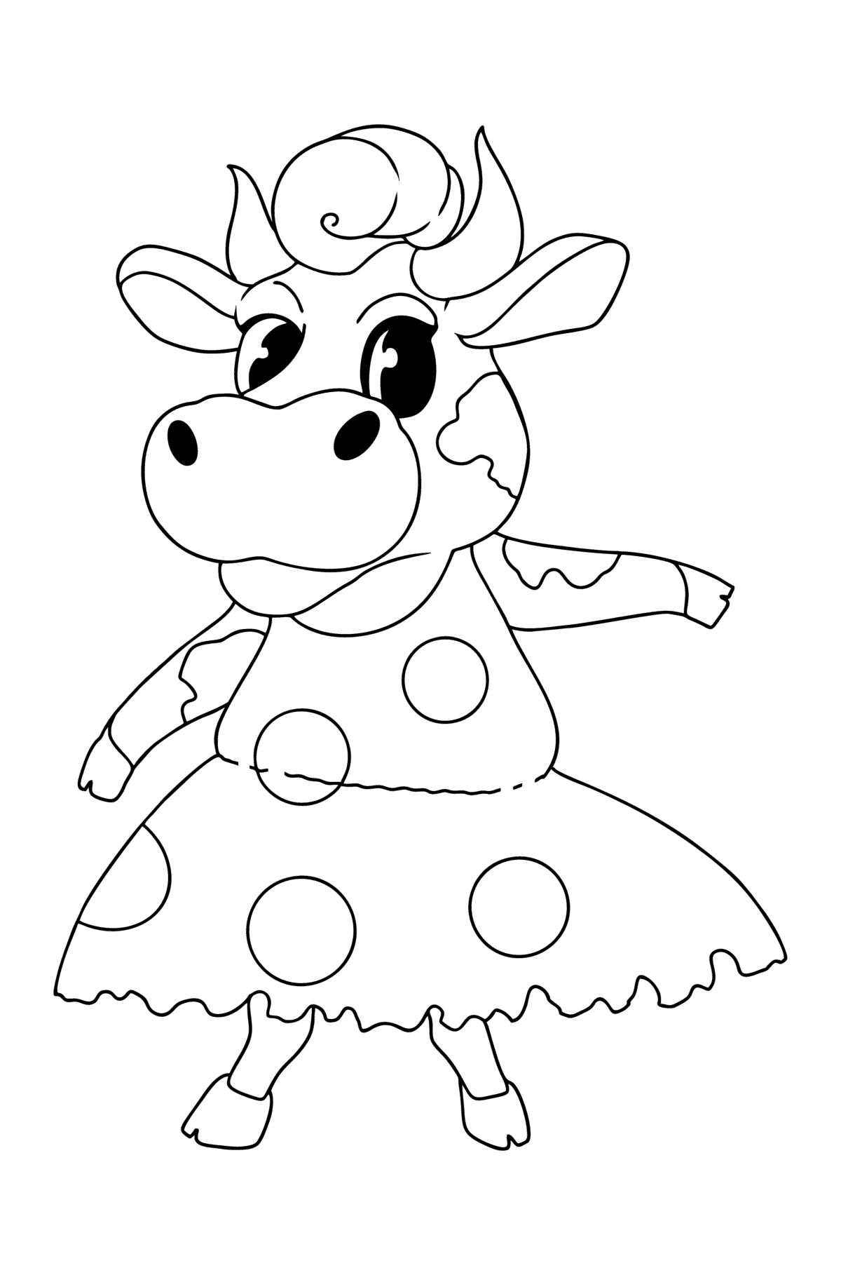 Kawaii cow standing up coloring page - Coloring Pages for Kids
