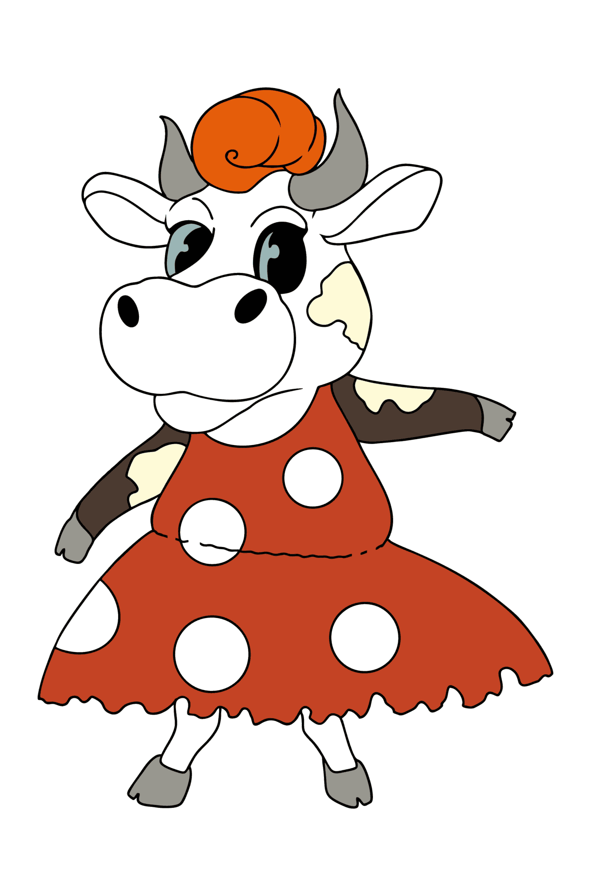 Omalovánka Kawaii kráva stojící - Omalovánky pro děti