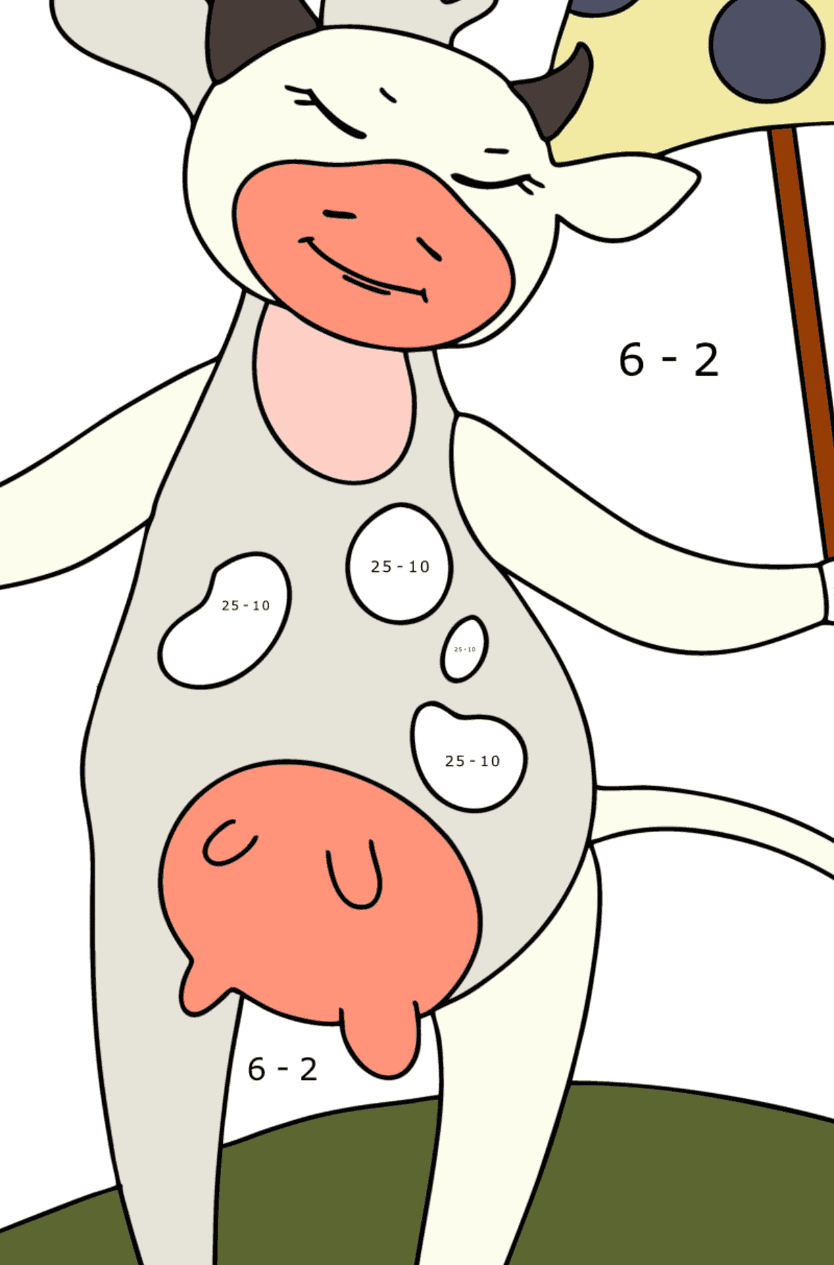 Раскраска Корова Лола - На Вычитание для Детей
