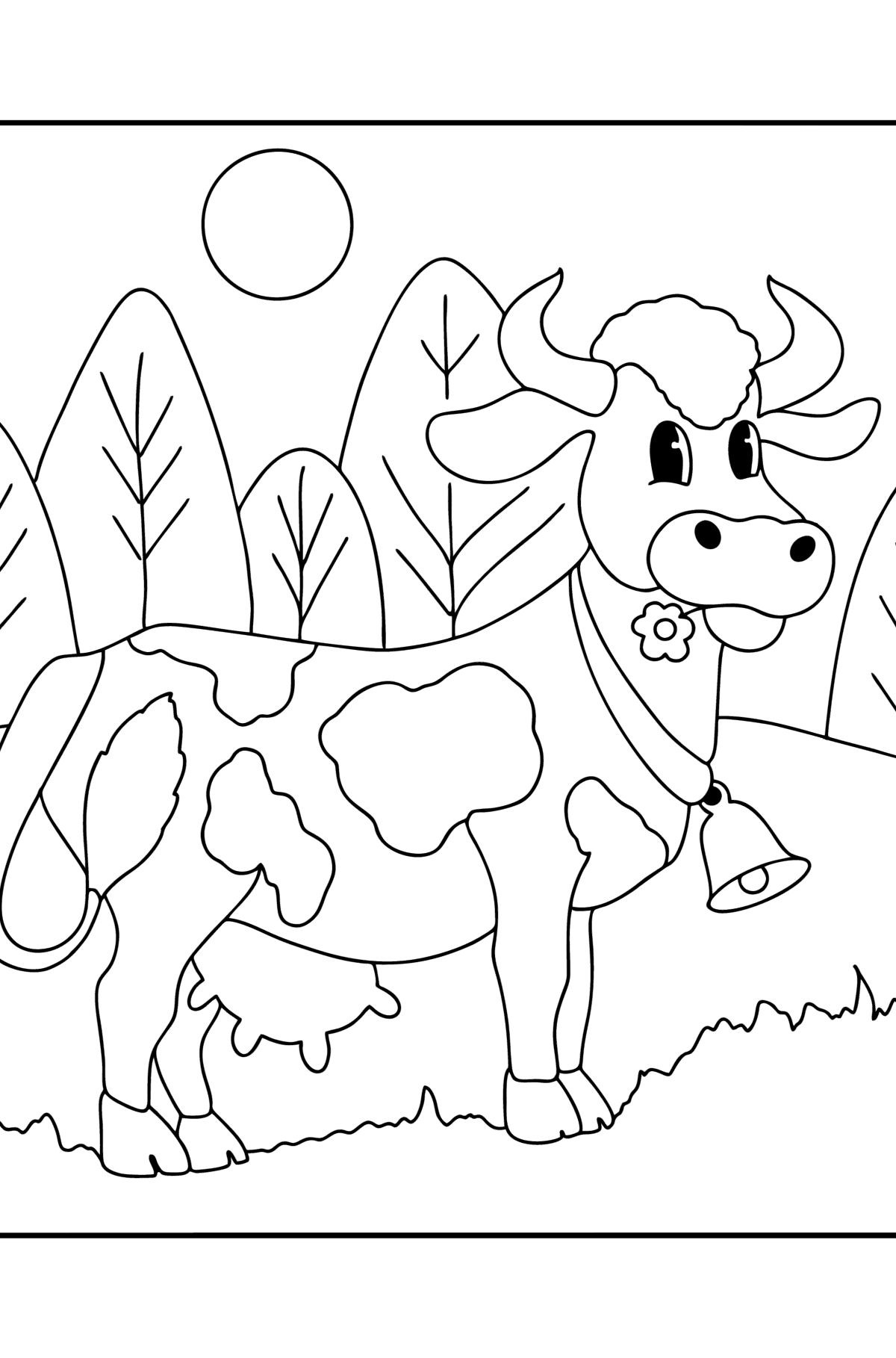 Раскраска рисунок коровы для малышей - Картинки для Детей