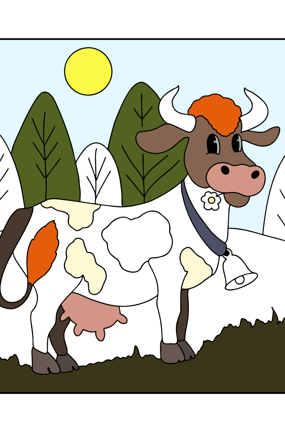 Disegno da colorare di mucca - Disegni da colorare per bambini