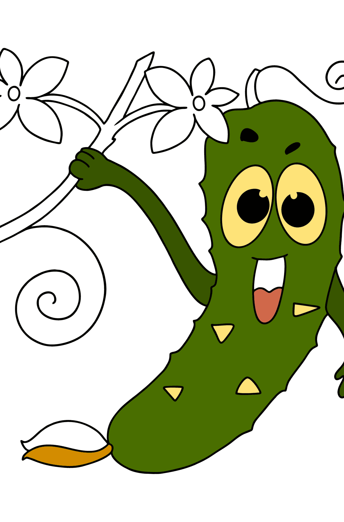 Tegning til fargelegging Søt agurk - Tegninger til fargelegging for barn