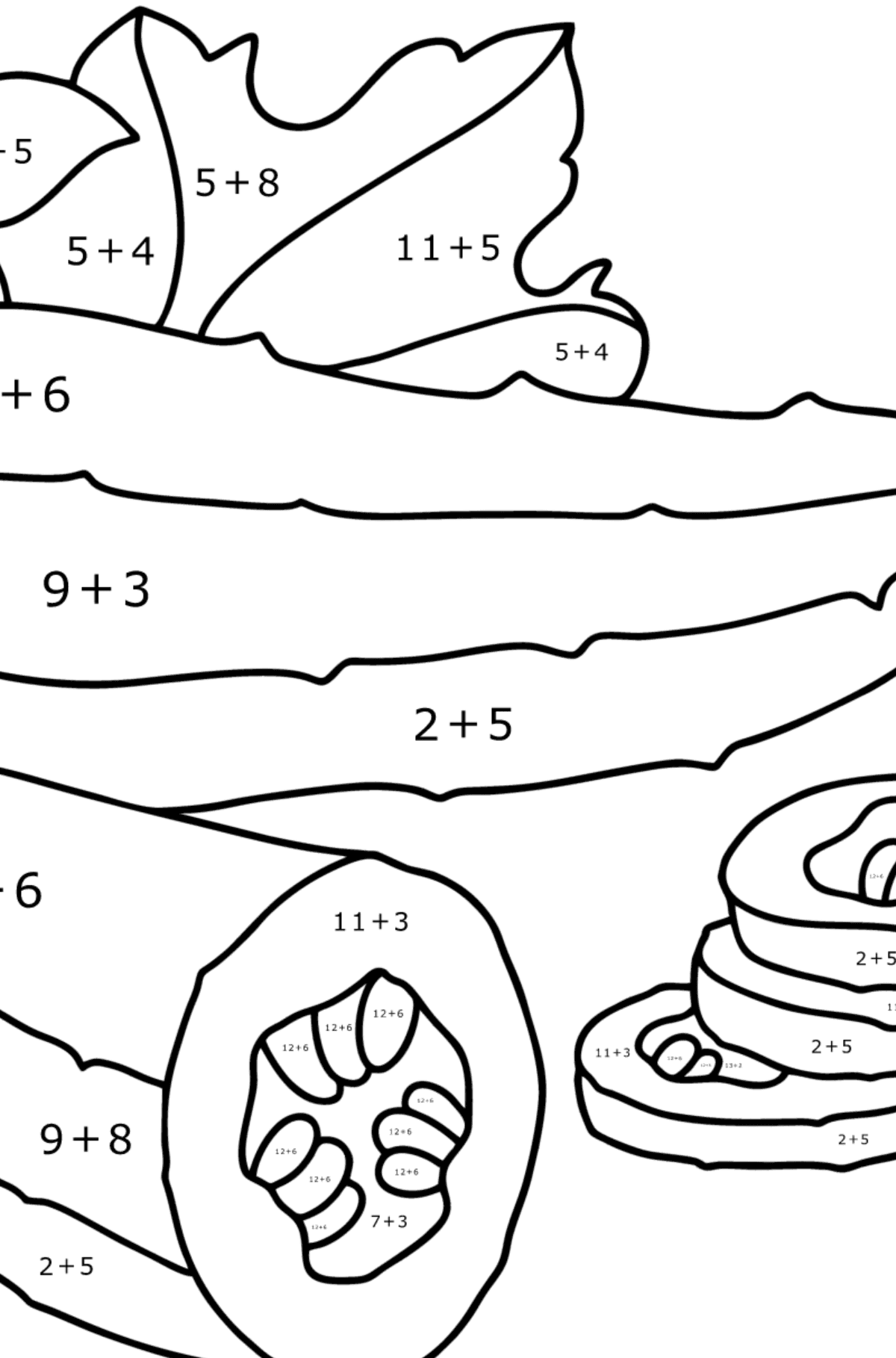 Fresh cucumbers сoloring page - Math Coloring - Addition for Kids