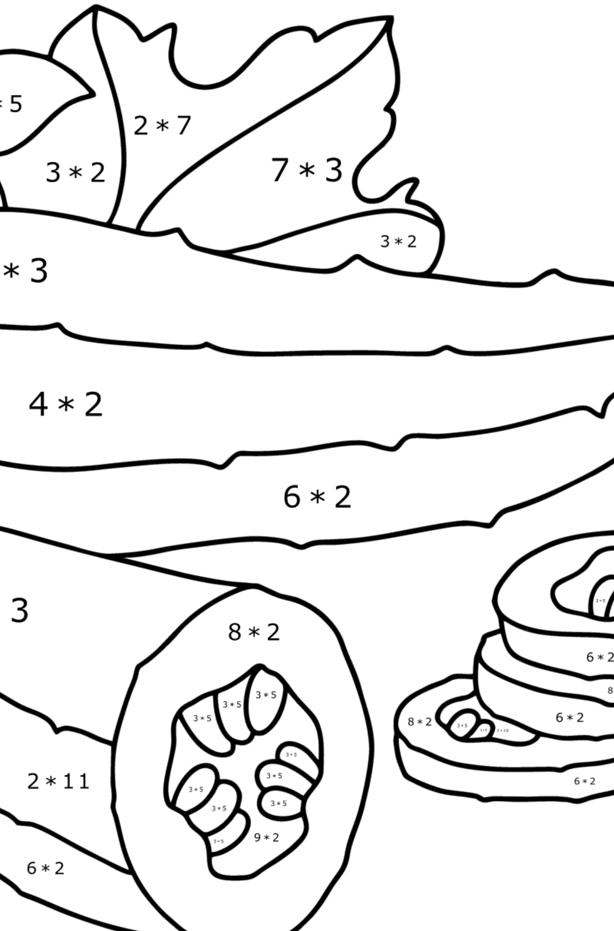 Fresh cucumbers сoloring page - Math Coloring - Multiplication for Kids