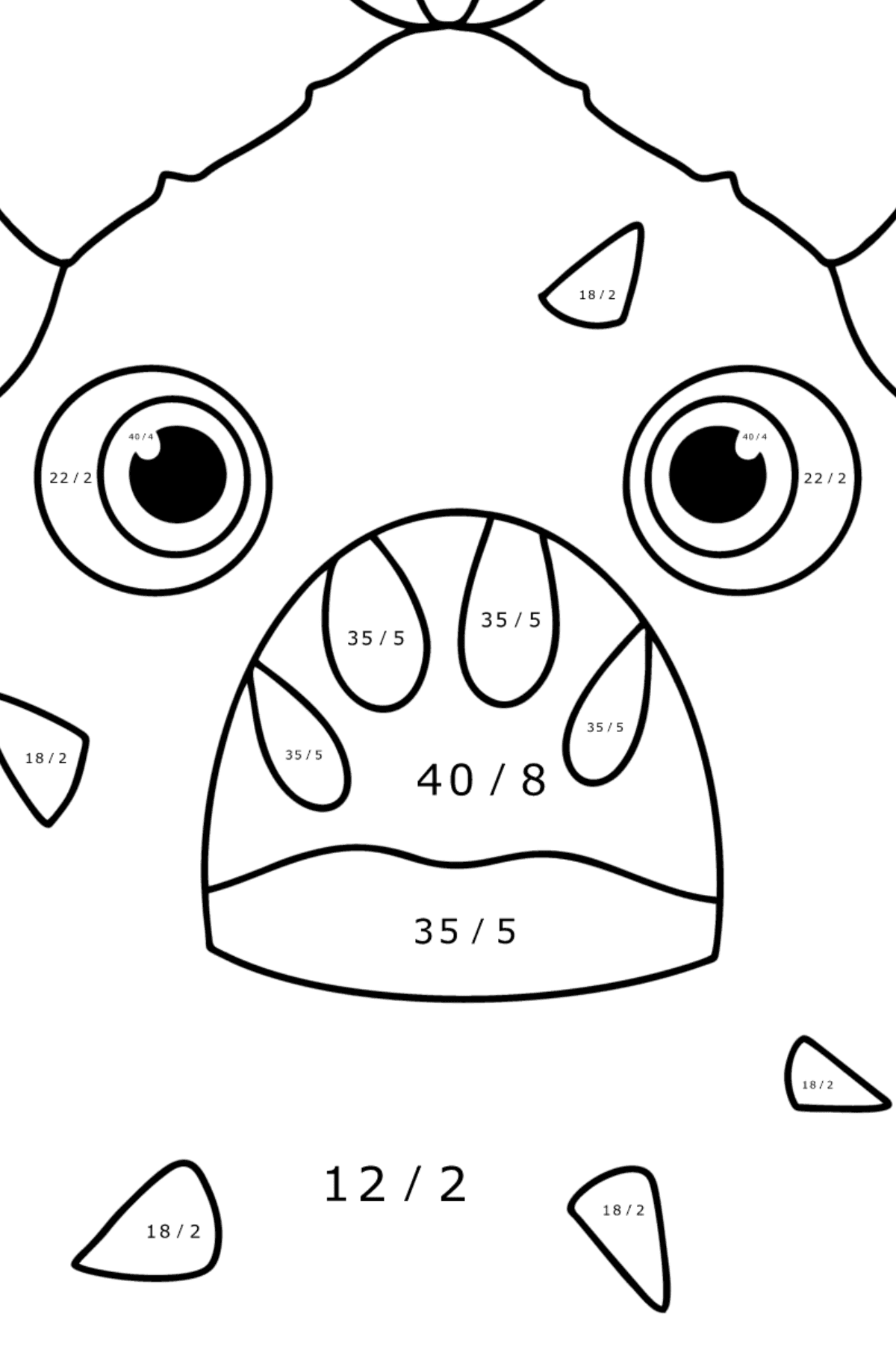 Tegning til fargelegging Monster agurk - Matematisk fargeleggingsside - divisjon for barn