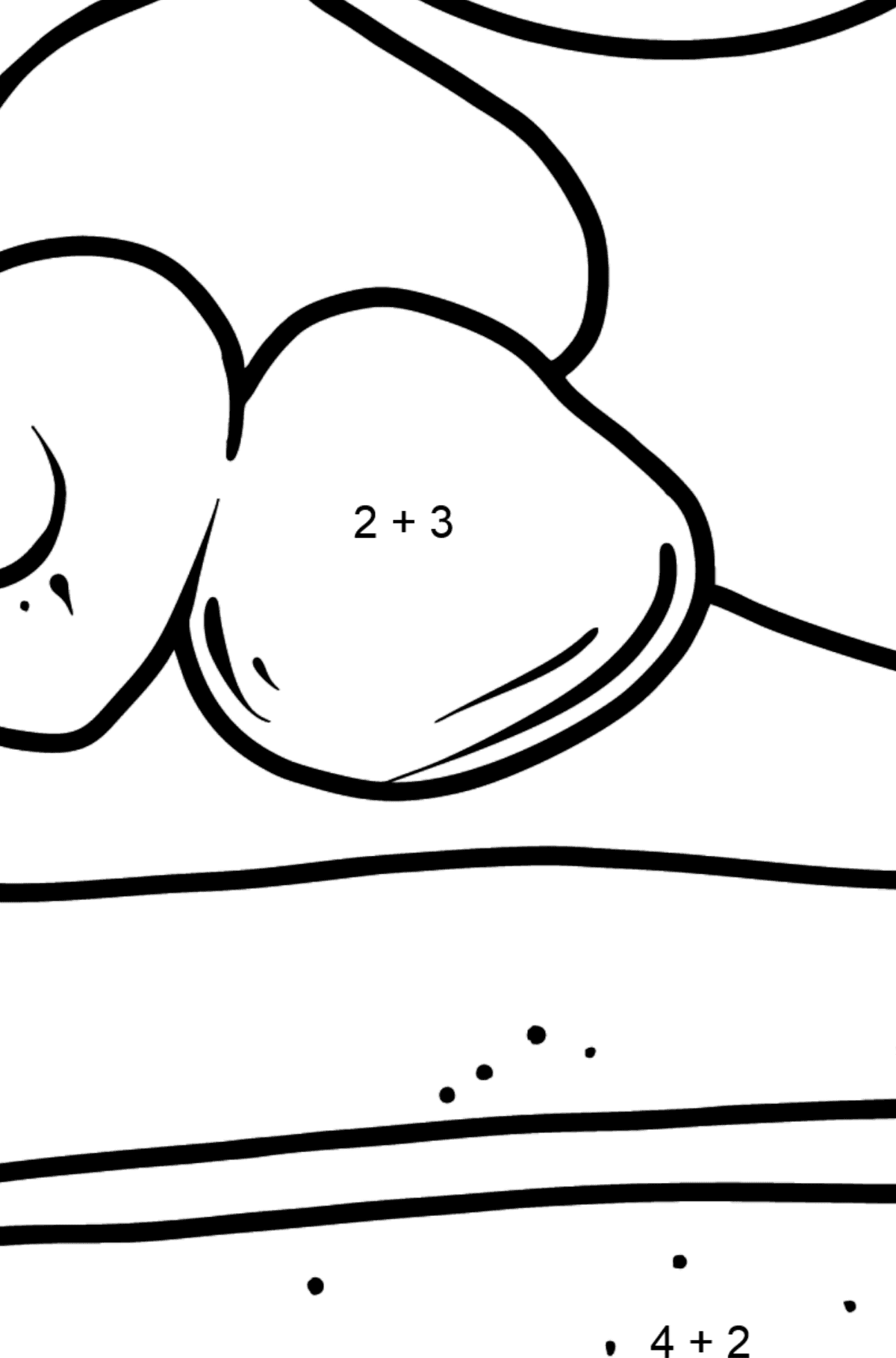 Sponge Pastry Cake coloring page - Math Coloring - Addition for Kids