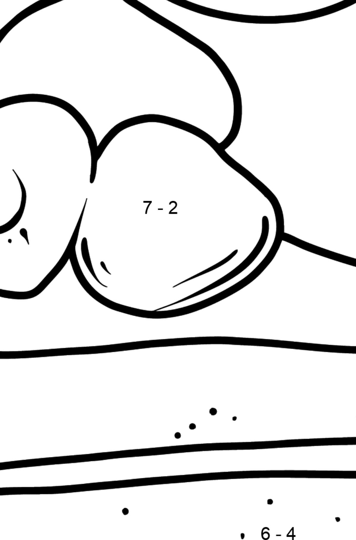 Sponge Pastry Cake coloring page - Math Coloring - Subtraction for Kids