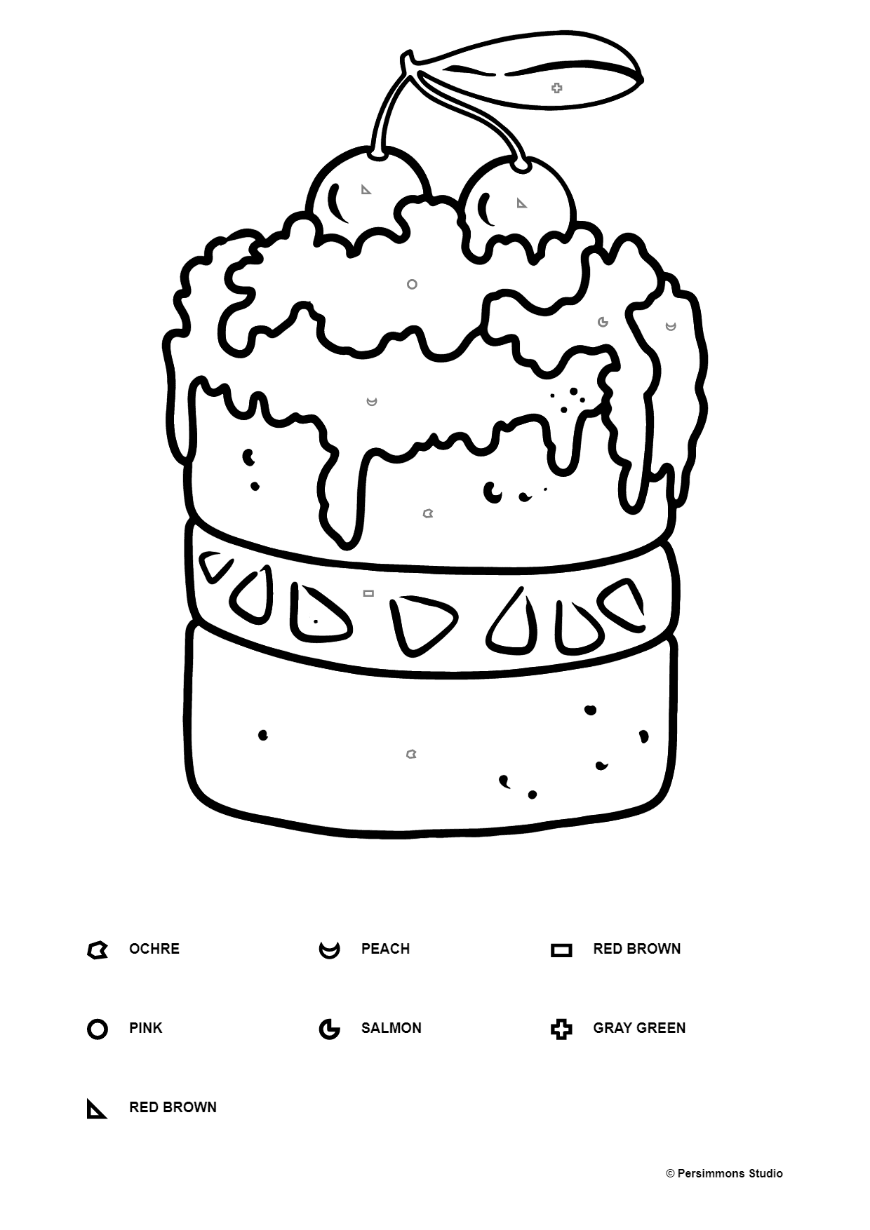 Cherry Cake coloring page ♥ Online and Print for Free!
