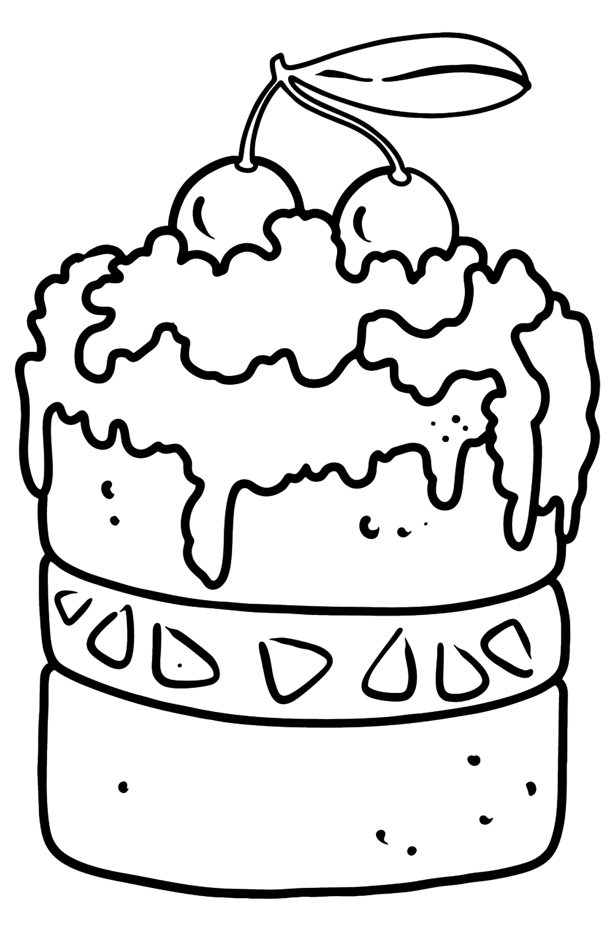 Desenho de bolo de cereja para colorir