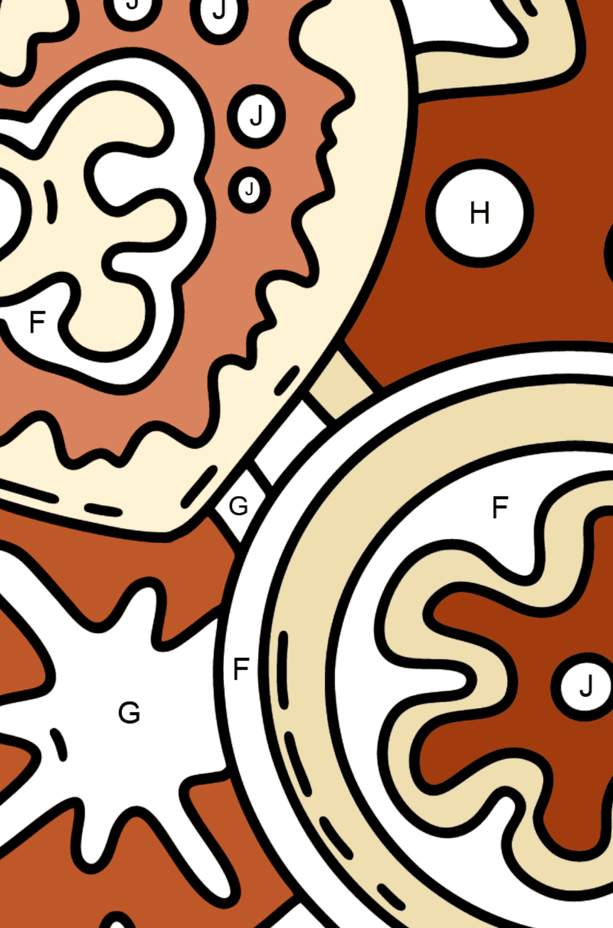 Weihnachtsplätzchen Ausmalbild - Ausmalen nach Buchstaben für Kinder