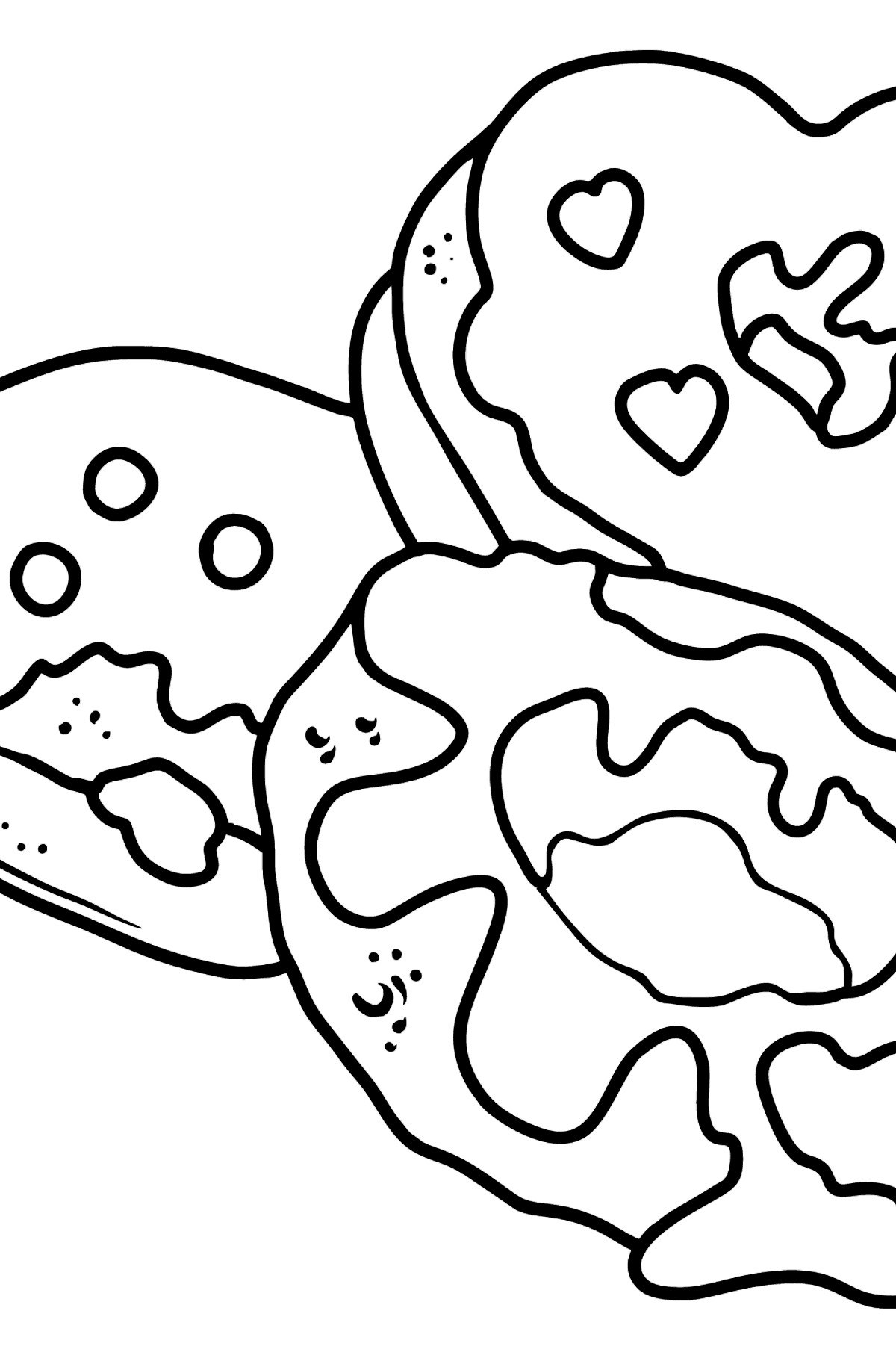 Tegning til farvning donuts i forskellige former - Tegninger til farvelægning for børn
