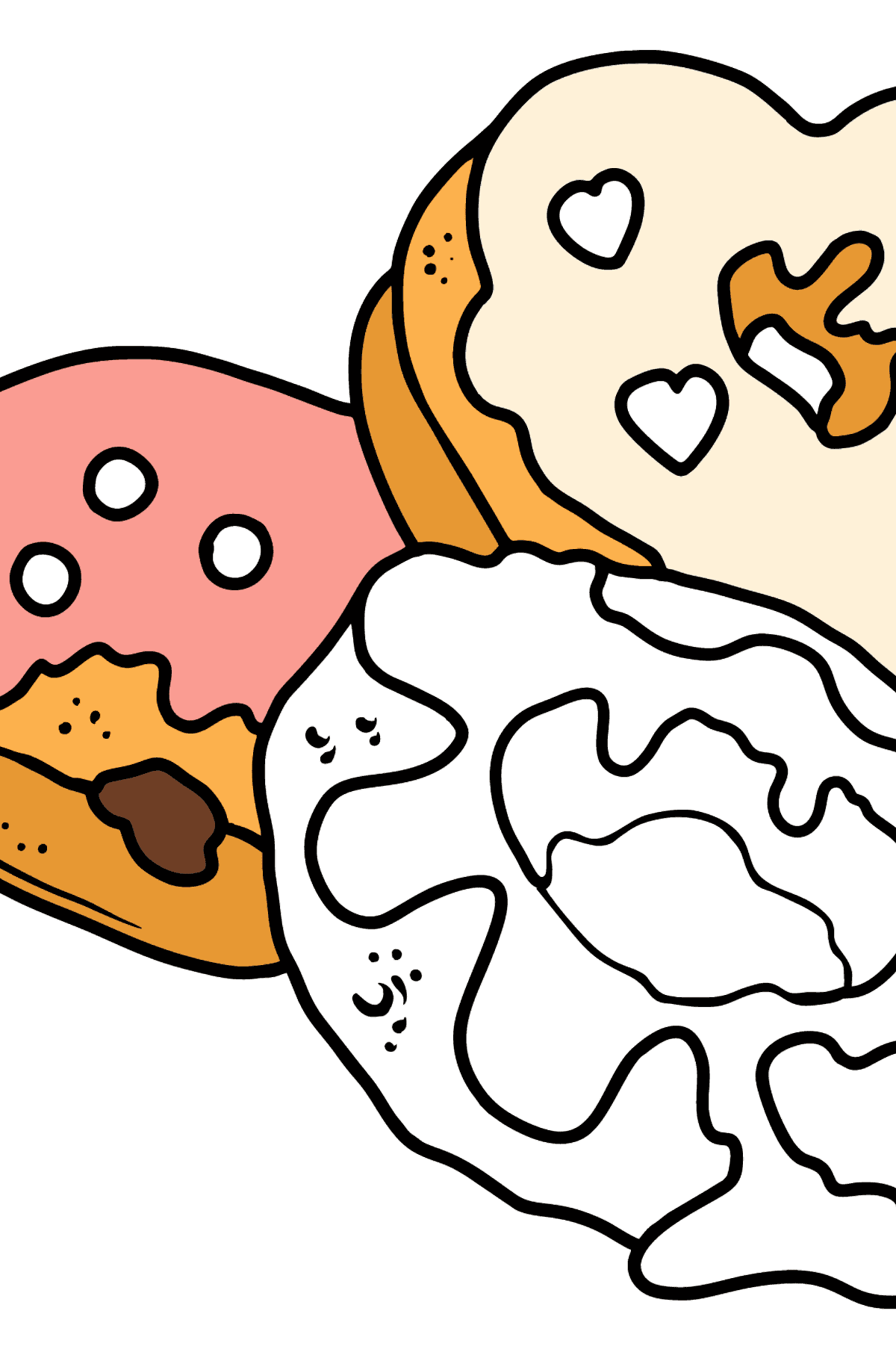 Раскраска пончики разной формы - Картинки для Детей