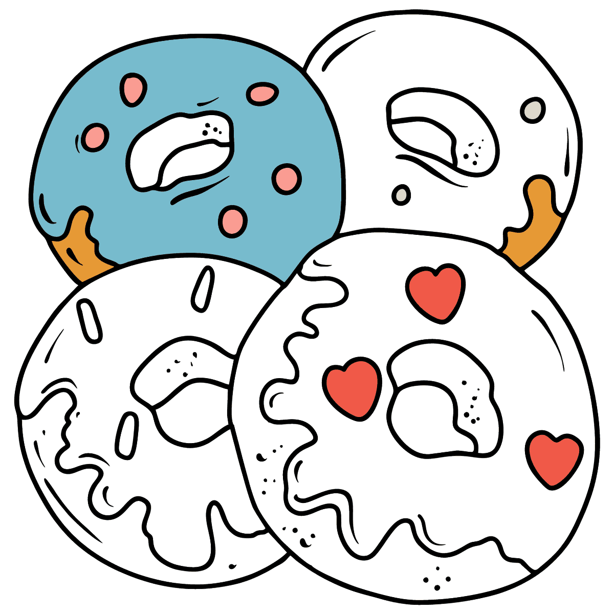 Раскраски милых пончиков