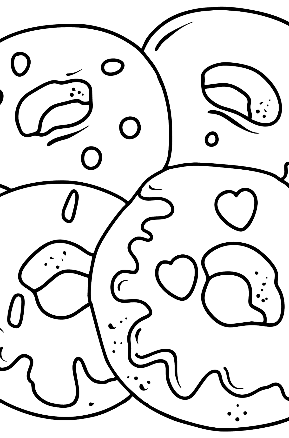 Розмальовка Пончики - Розмальовки для дітей