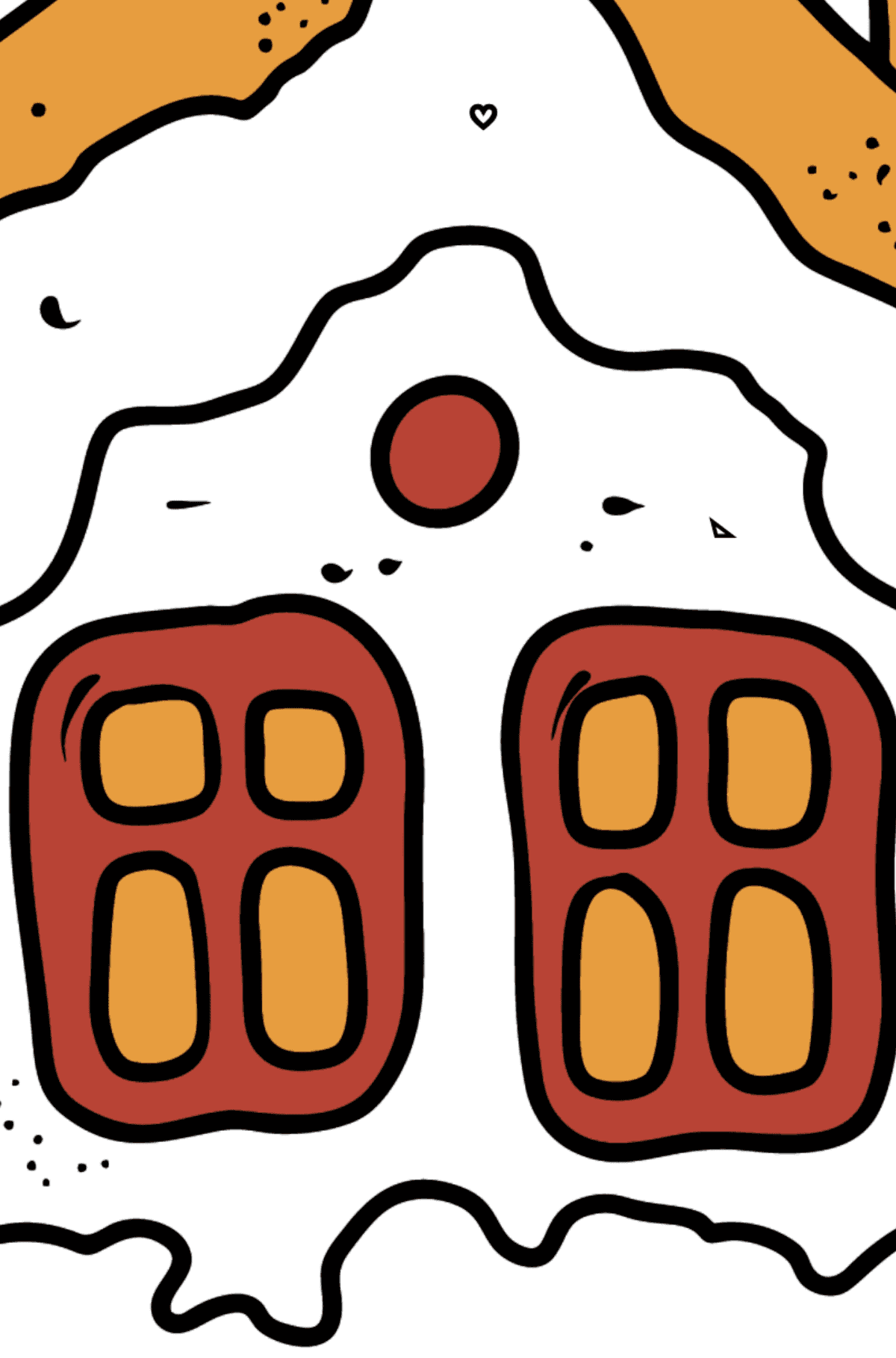 Desenho para colorir de Gingerbread House - Colorir por Formas Geométricas para Crianças