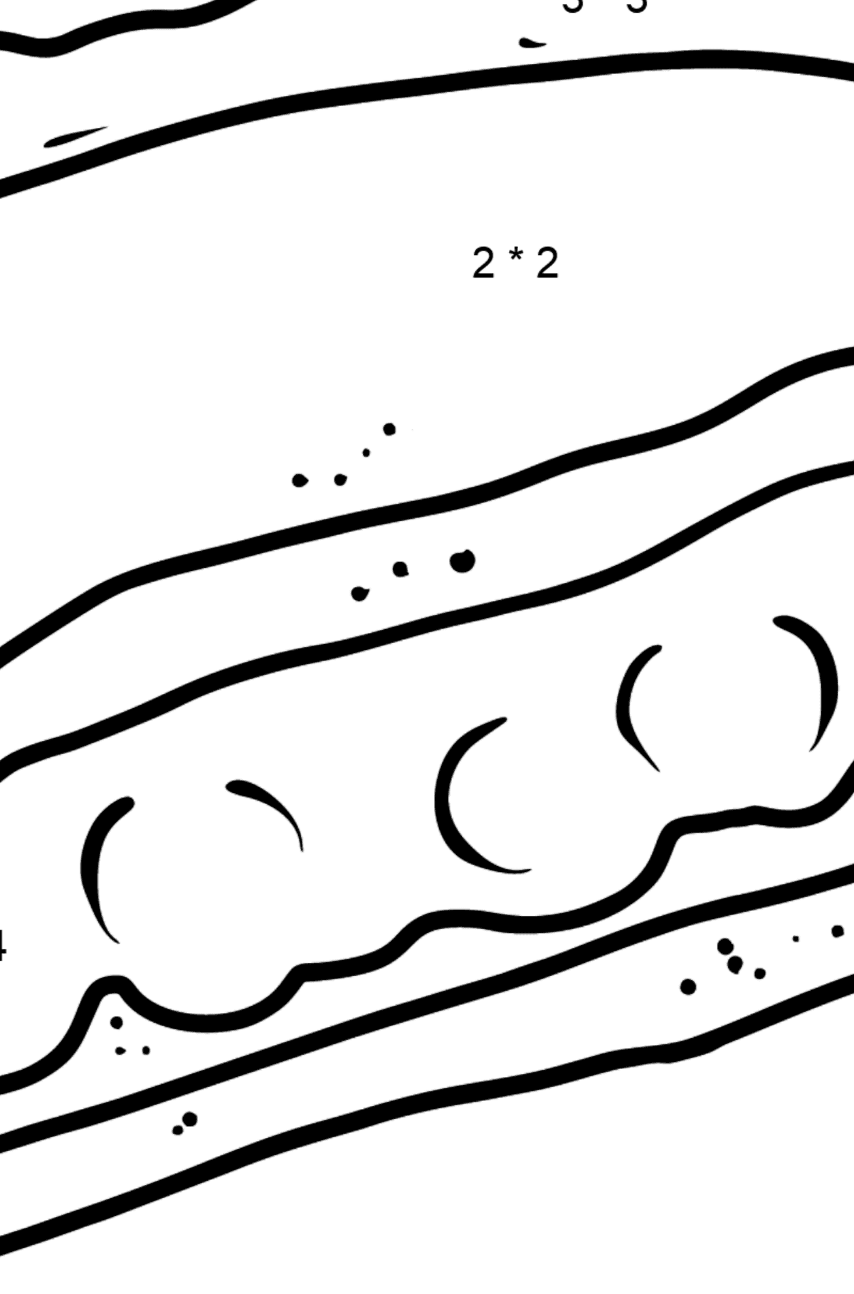 Розмальовка Пиріг з ягодами - Математична Розмальовка Множення для дітей