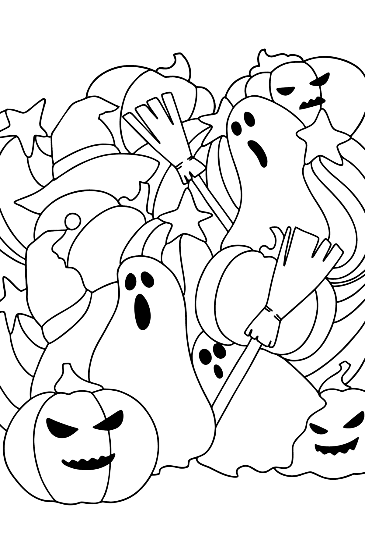 Tegning til farvning Doodle til børn - Halloween - Tegninger til farvelægning for børn