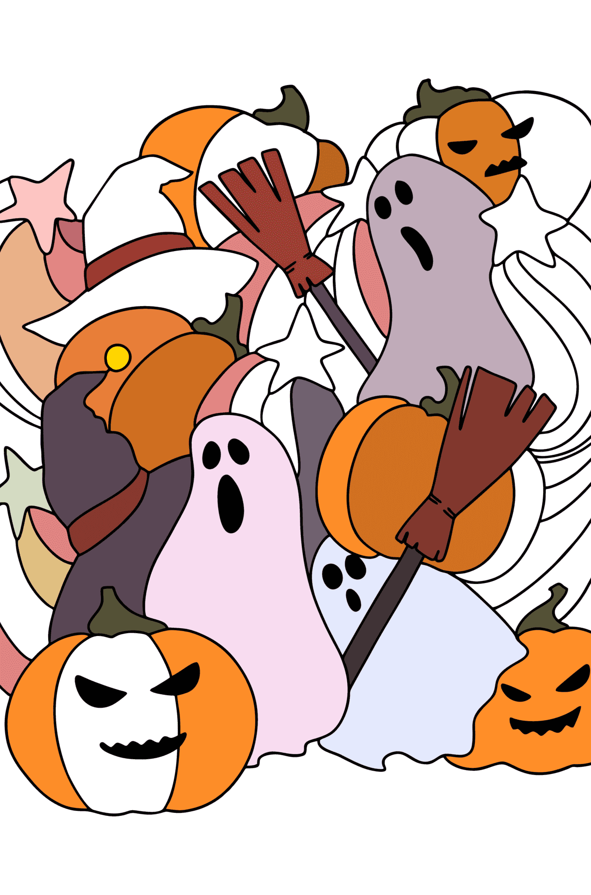 Doodle Malseite für Kinder - Halloween - Malvorlagen für Kinder
