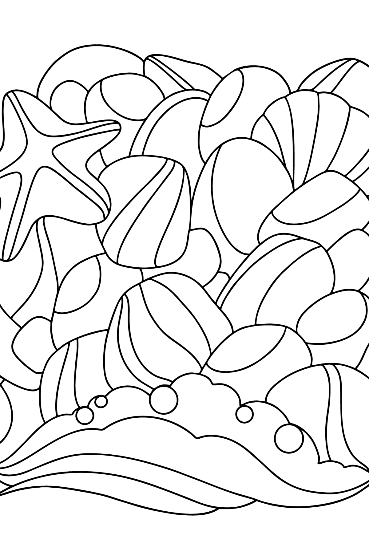 Doodle Coloriage pour les enfants - galets de mer - Coloriages pour les Enfants