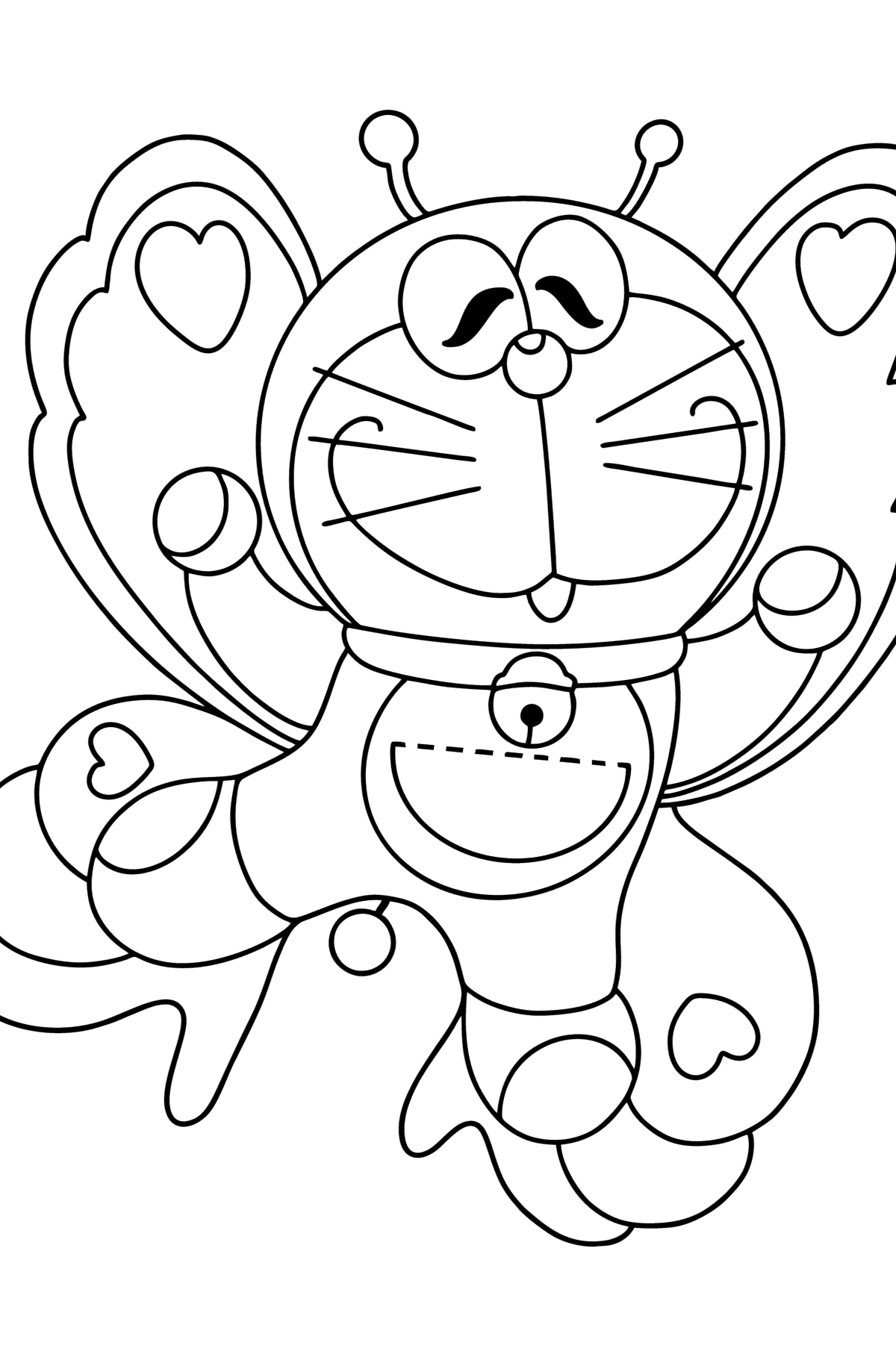 Doraemon Butterfly сolouring page - Coloring Pages for Kids
