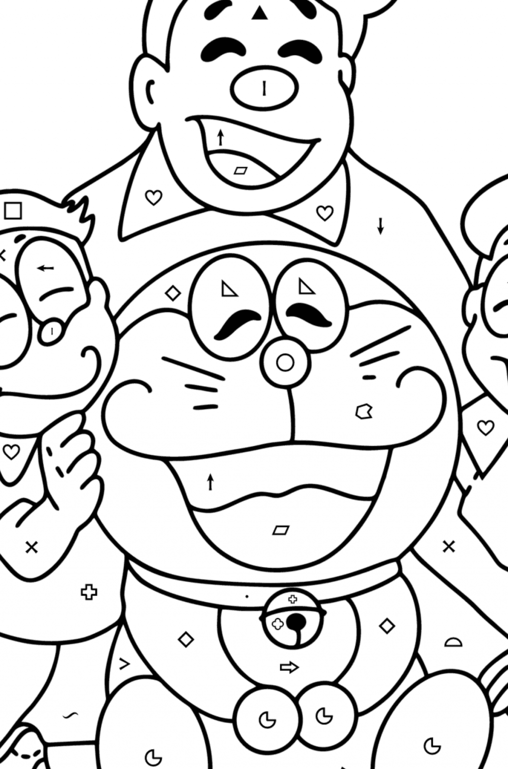 Doraemon family oloring page online and print for free 