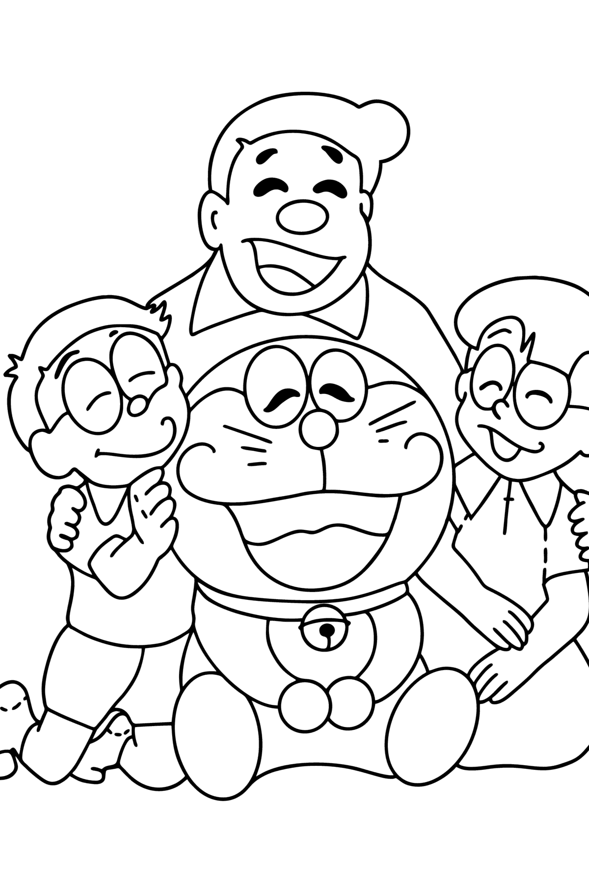 Doraemon family сoloring page - Coloring Pages for Kids