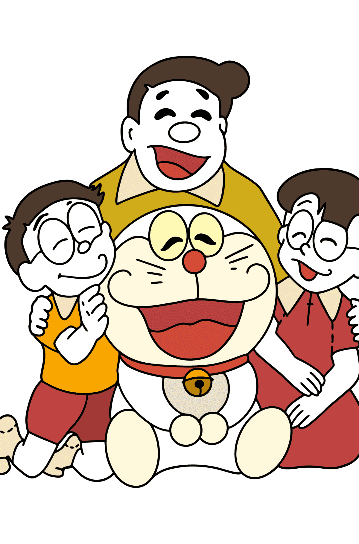 Doraemon family сoloring page - Coloring Pages for Kids