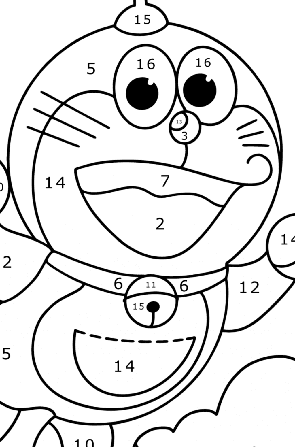 Doraemon helicopter oloring page online and print for free 