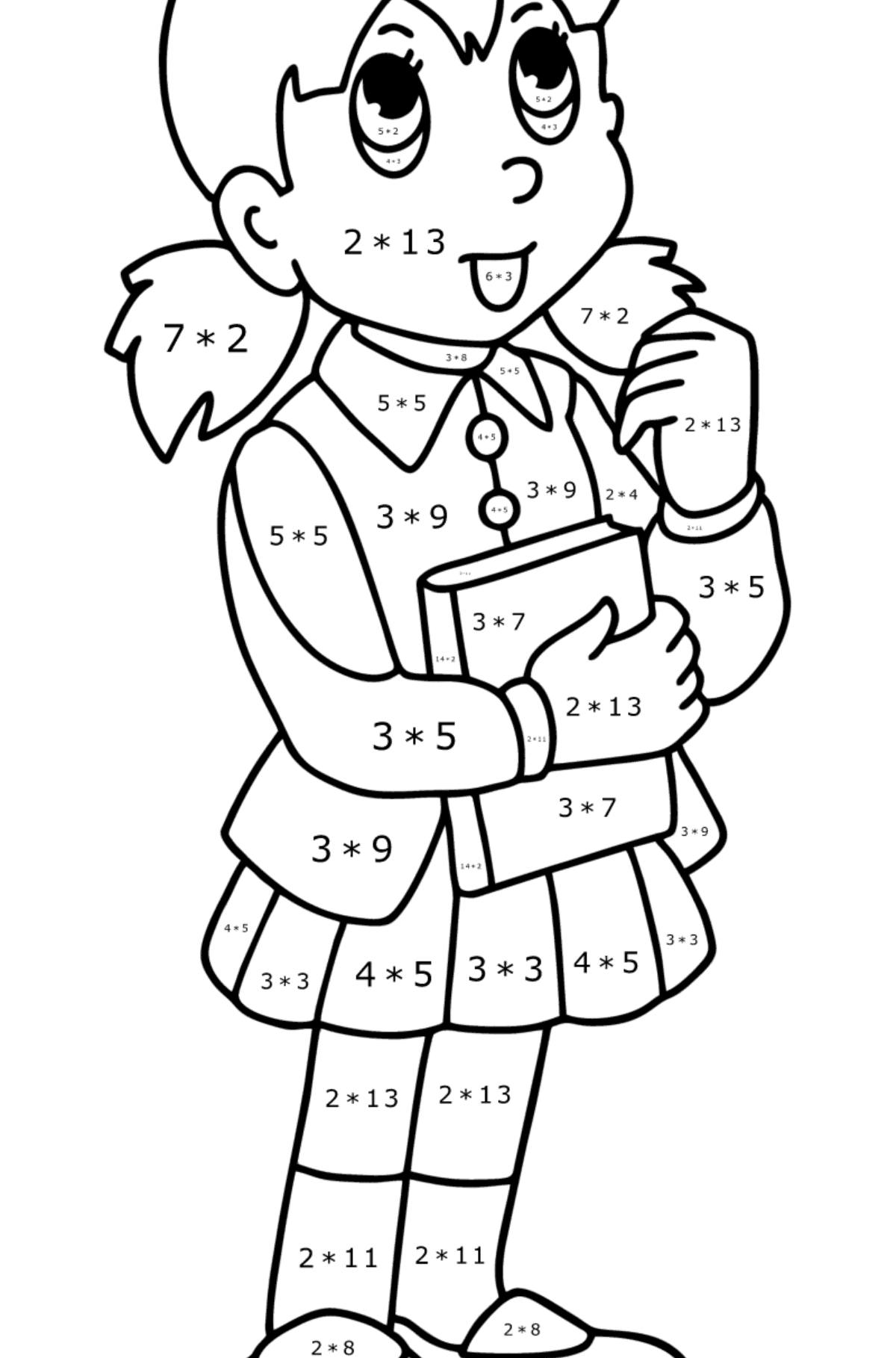 Doraemon Tamako Nobi сoloring page - Math Coloring - Multiplication for Kids