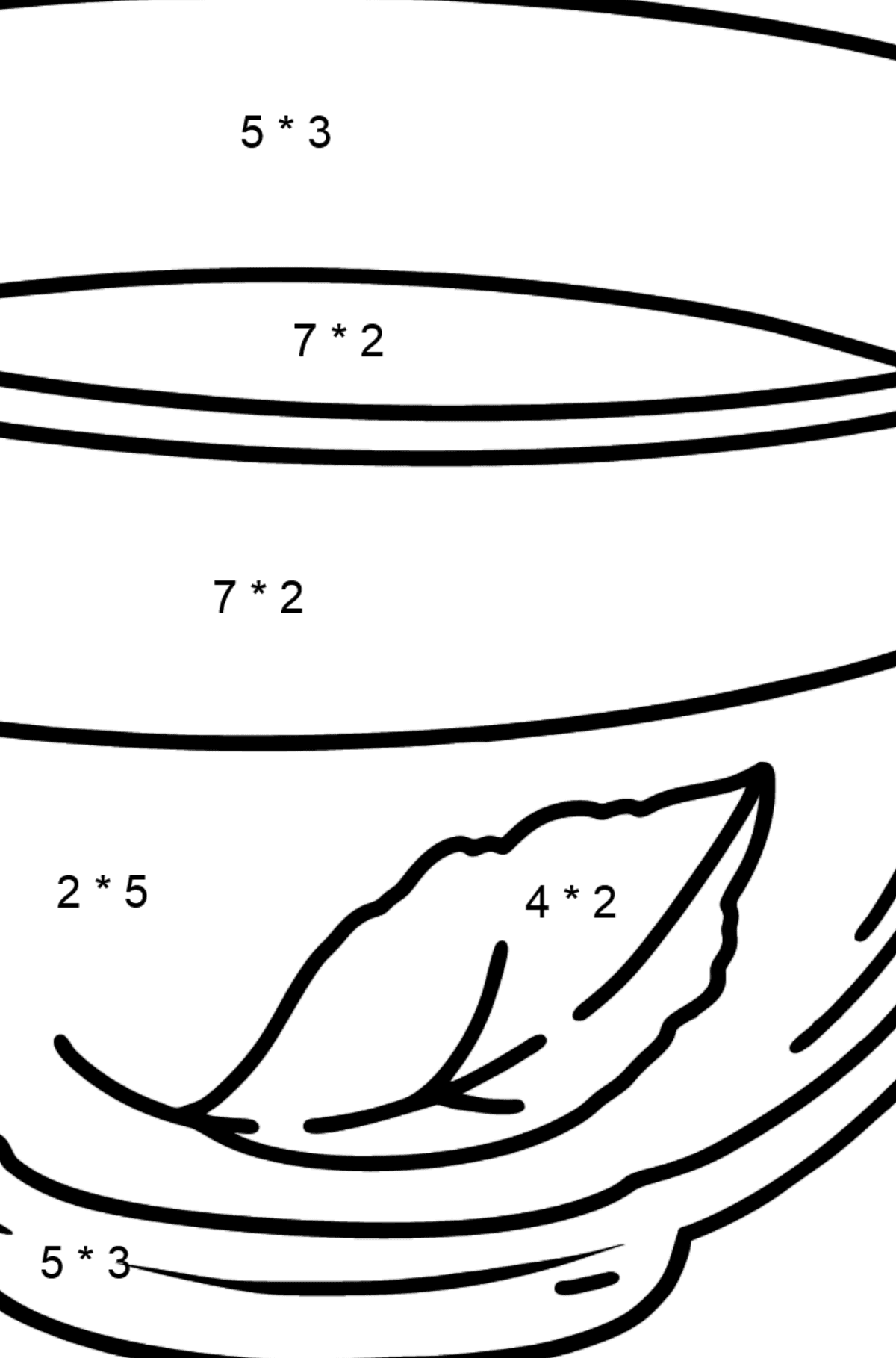 Grüner Tee Ausmalbild - Mathe Ausmalbilder - Multiplikation für Kinder