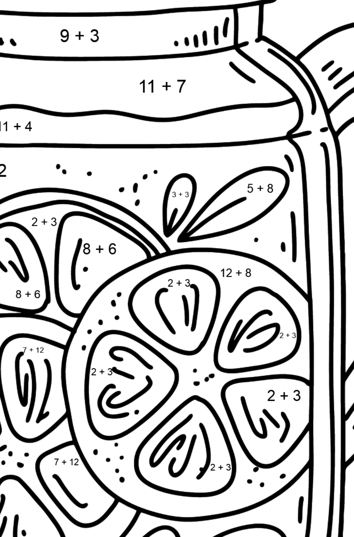 Delicious Lemonade coloring page - Math Coloring - Addition for Kids