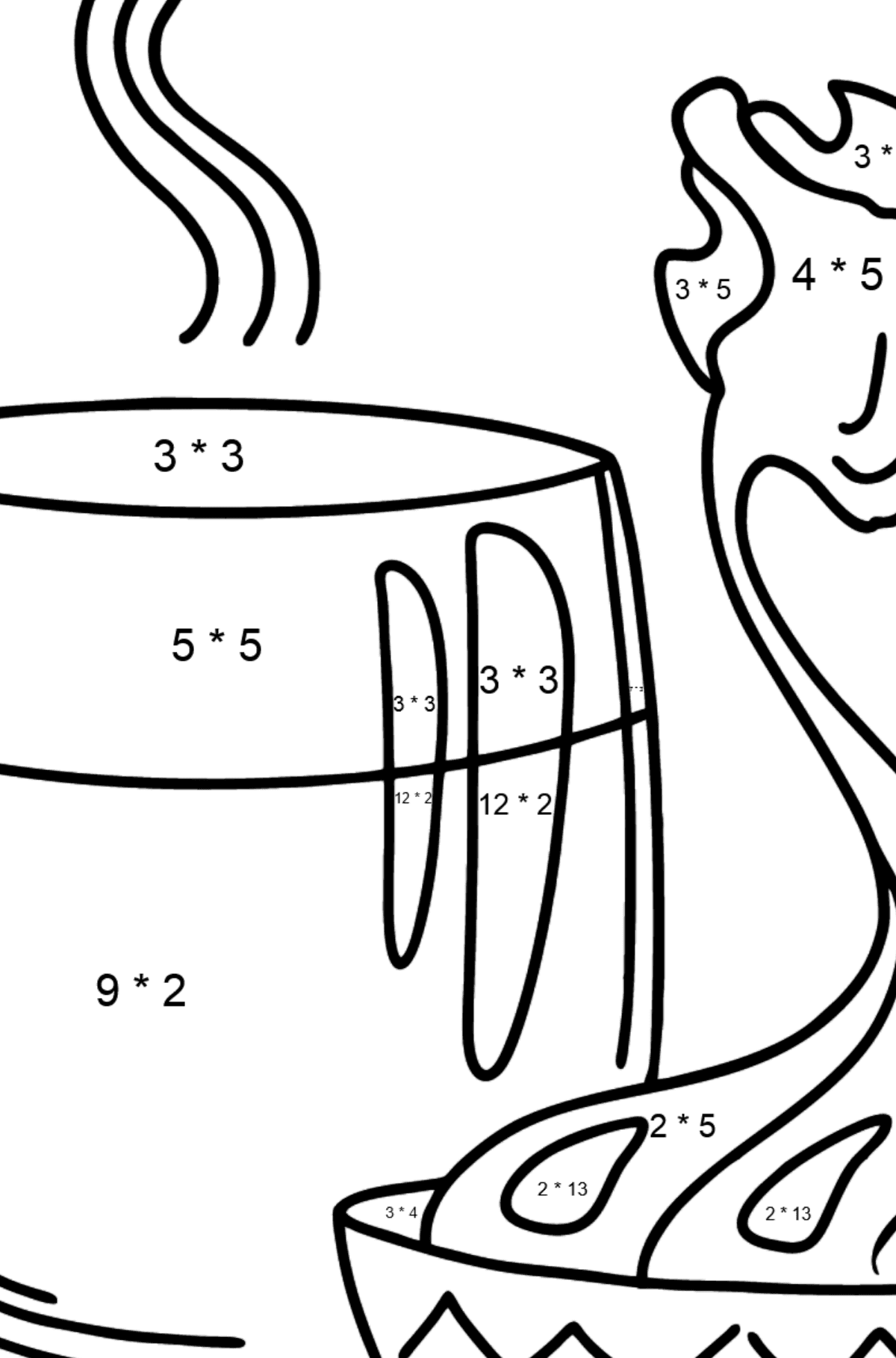 Milk with Honey coloring page - Math Coloring - Multiplication for Kids