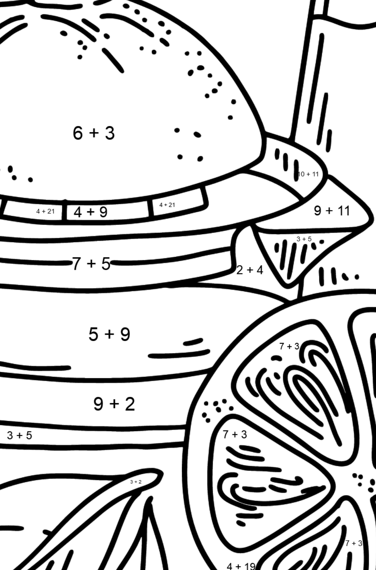 Orange Juice coloring page - Math Coloring - Addition for Kids