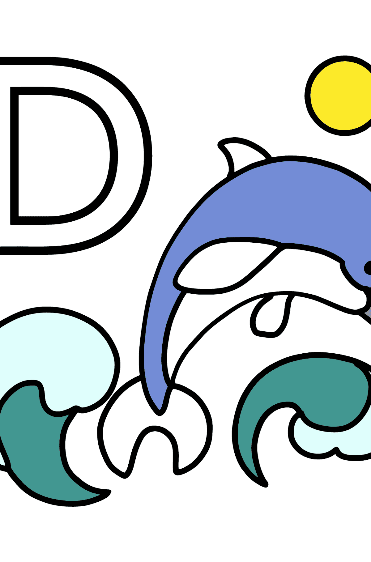 English Letter D coloring pages - DOLPHIN - Coloring Pages for Kids