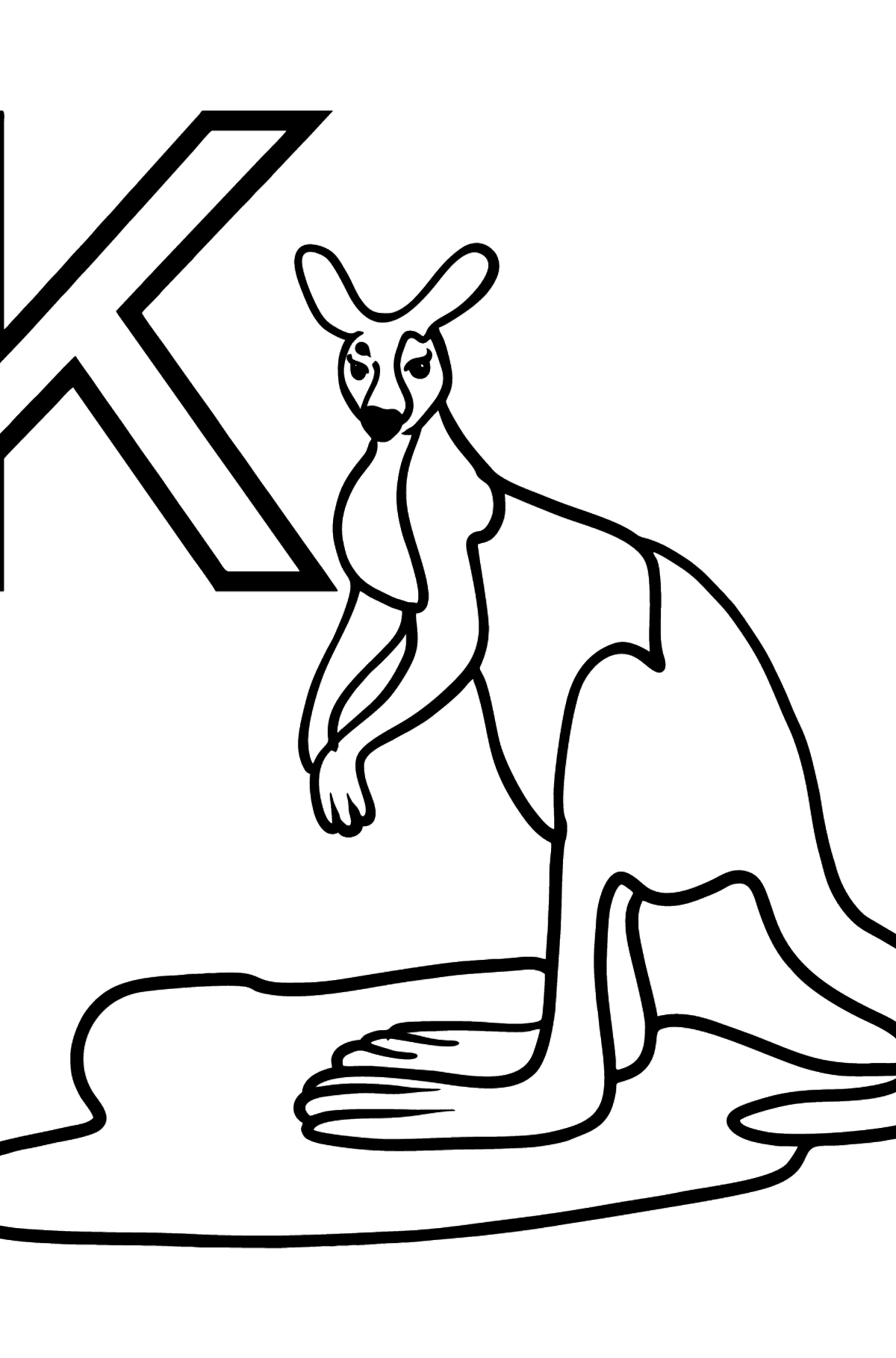 English Letter K coloring pages - KANGAROO - Coloring Pages for Kids