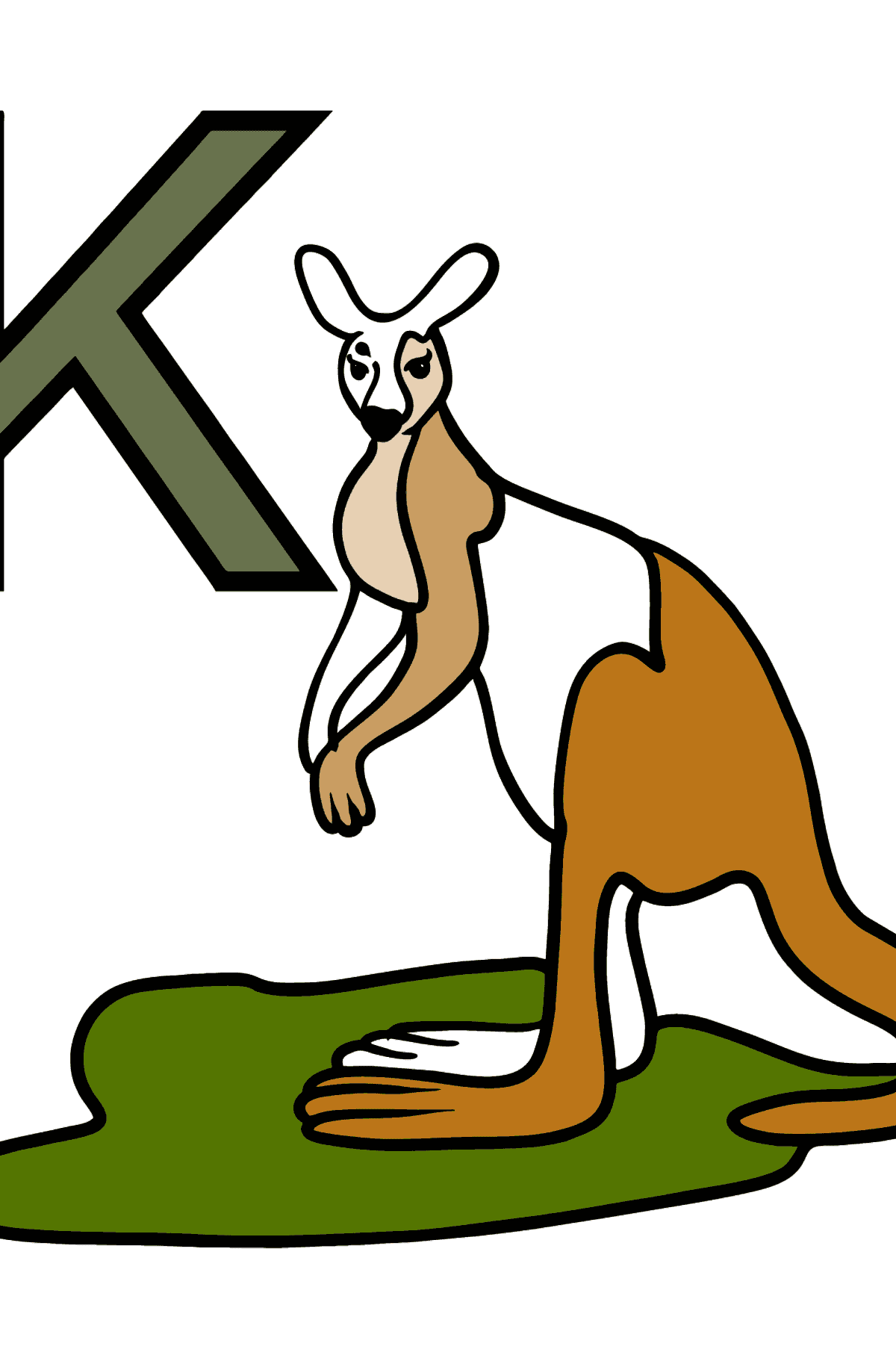 Буква K Раскраска Английский алфавит - KANGAROO - Картинки для Детей