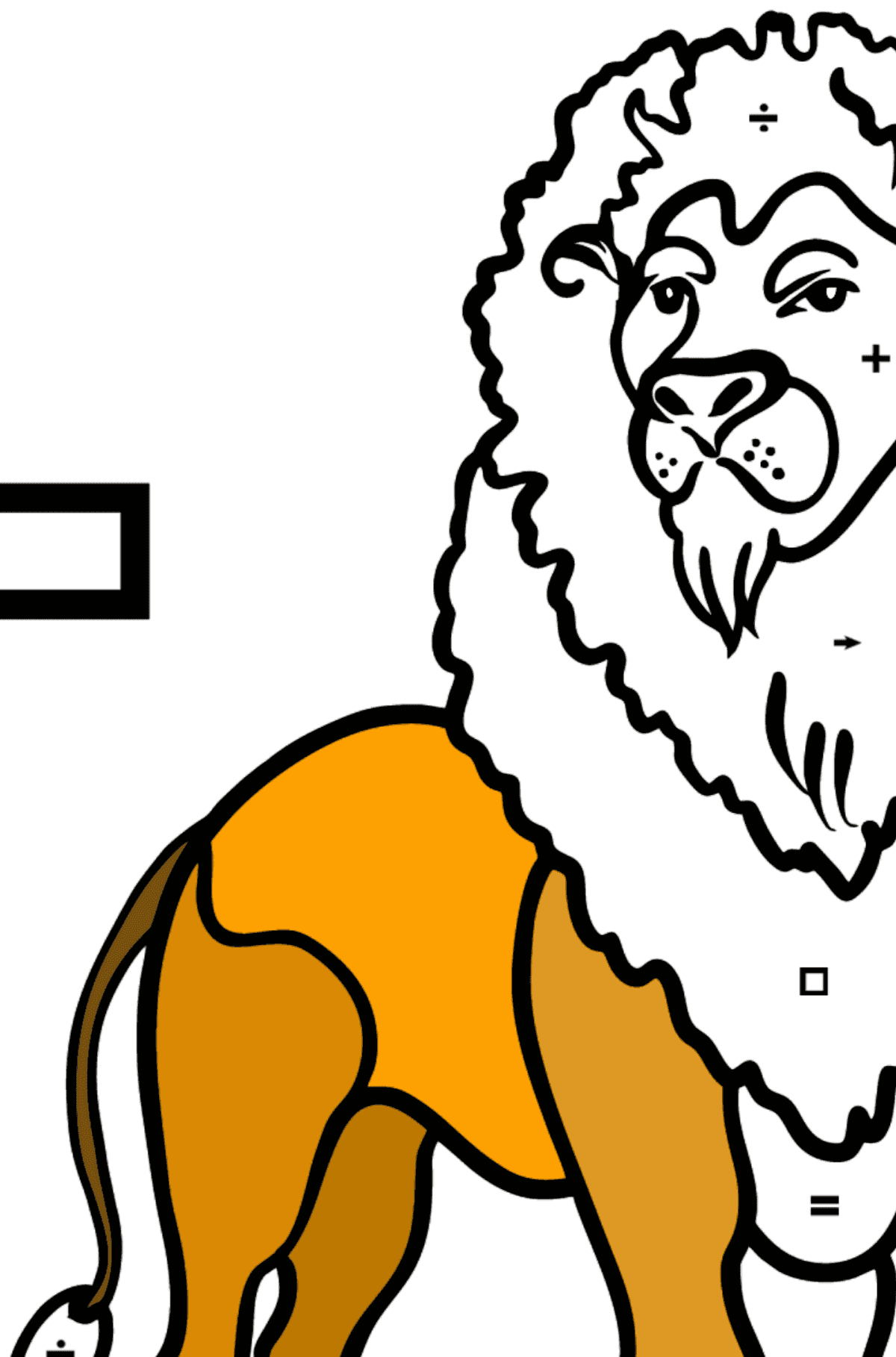 Dibujo de Letra L inglesa para colorear - LION - Colorear por Símbolos para Niños