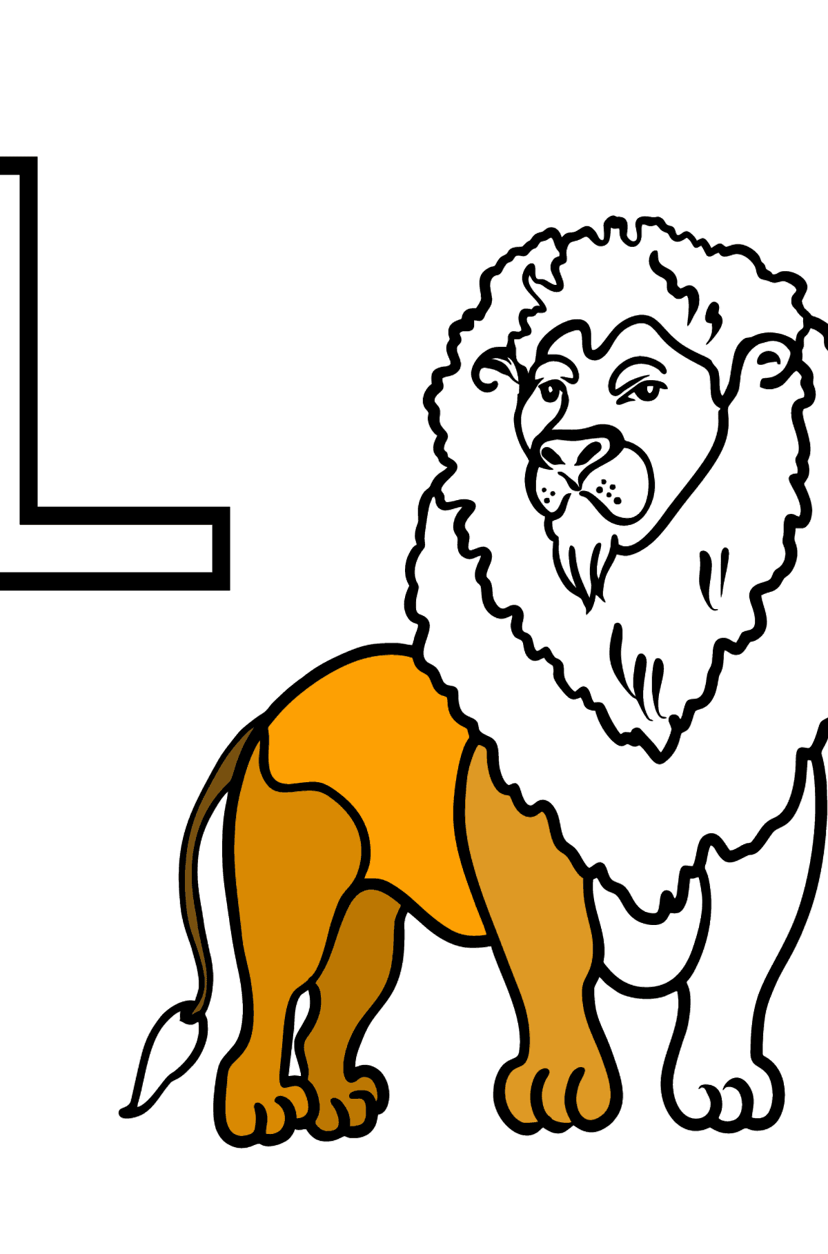 Ausmalbild Englischer Buchstabe L - LION - Malvorlagen für Kinder