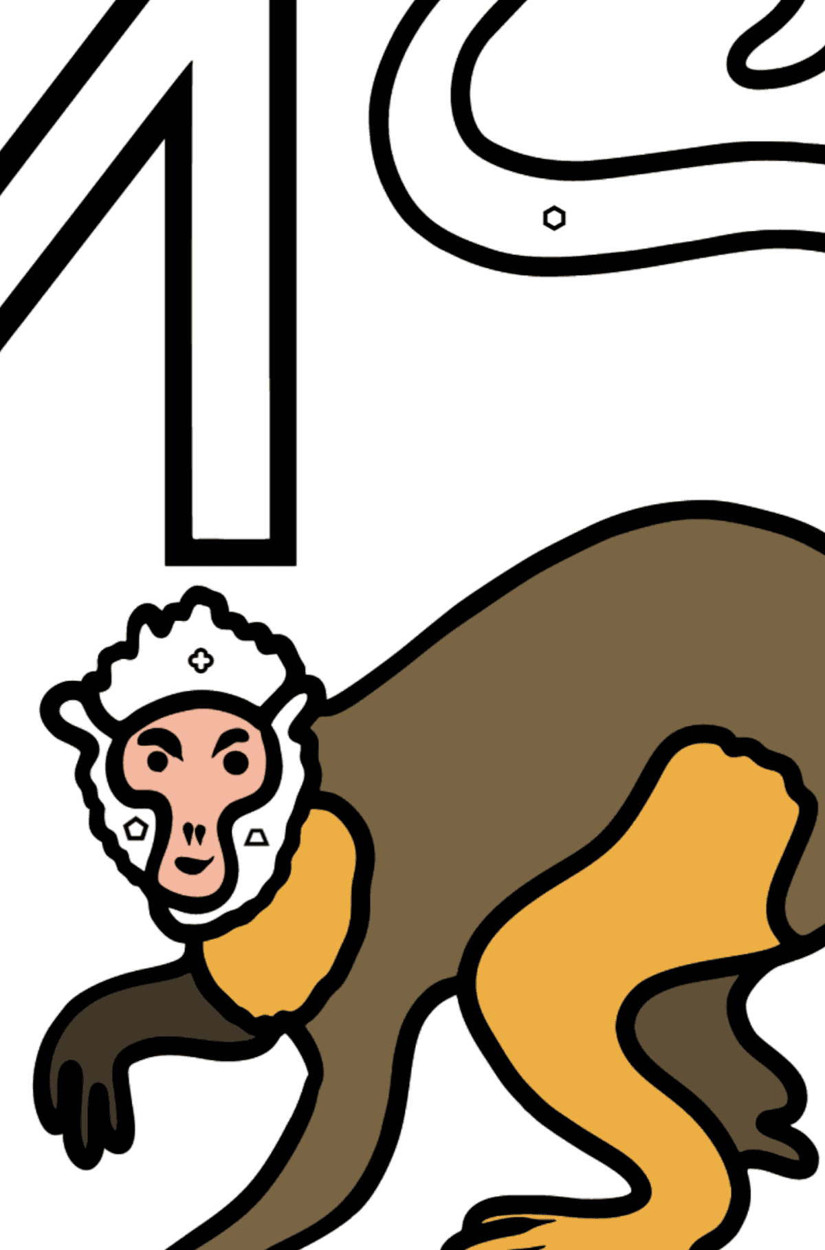 English Letter M coloring pages - A MONKEY - Coloring by Geometric Shapes for Kids