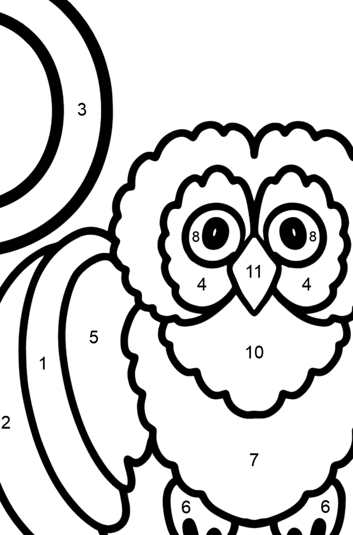 Раскраска Буква O Английский алфавит - OWL - По Номерам для Детей