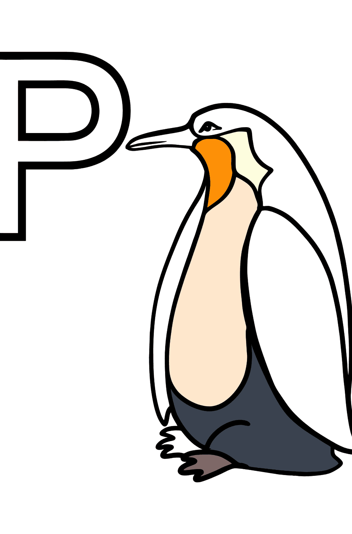 Раскраска Буква P Английский алфавит - PENGUIN - Картинки для Детей