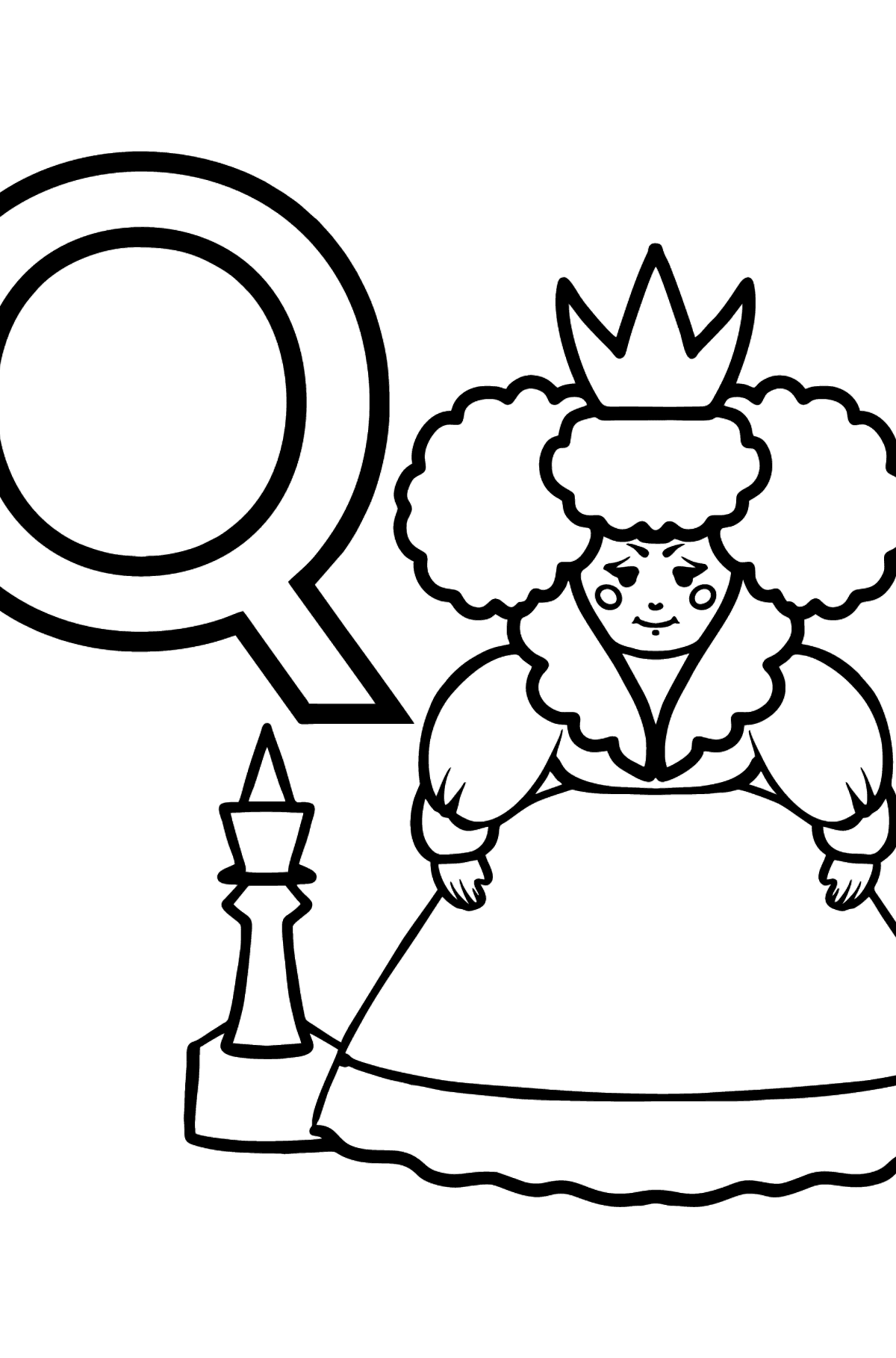 English Letter Q coloring pages - QUEEN - Coloring Pages for Kids