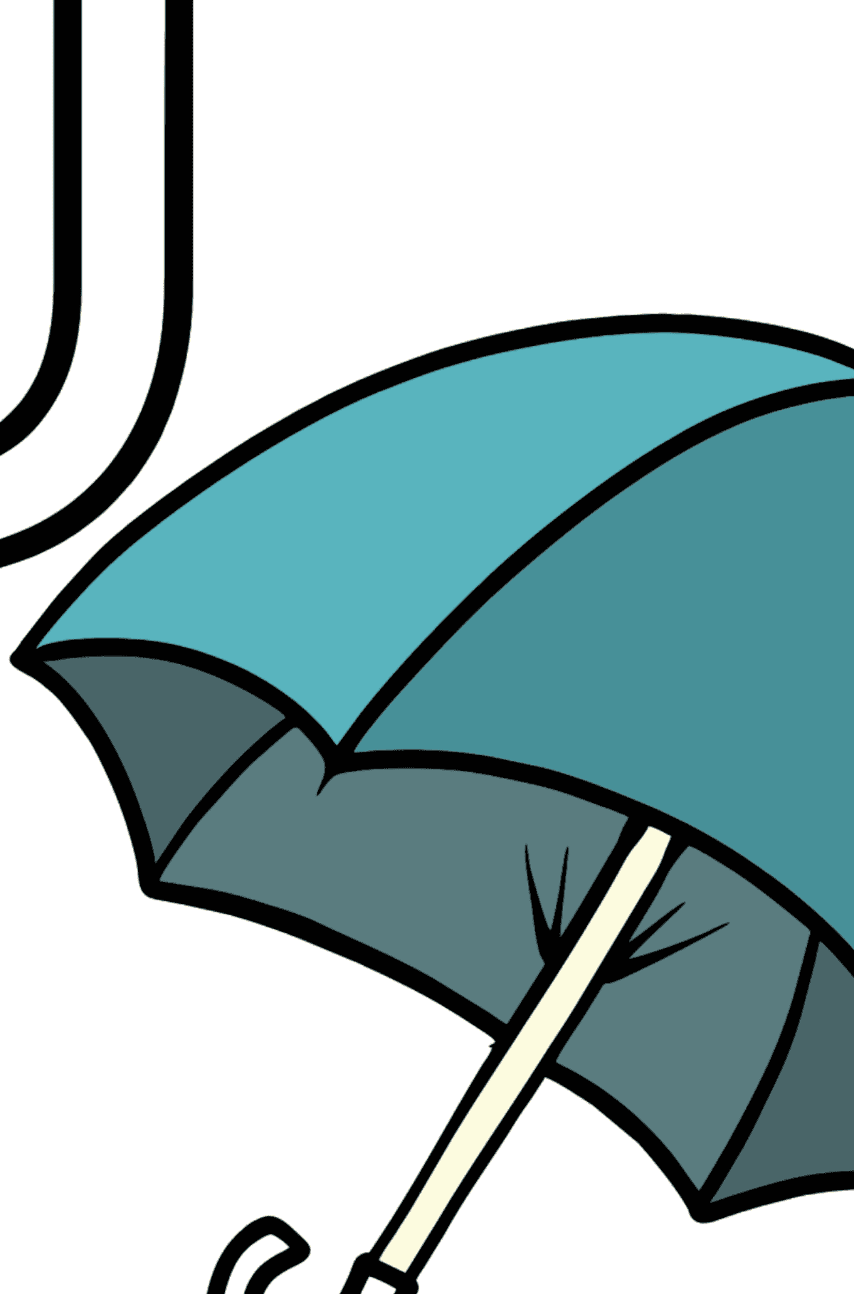 English Letter U coloring pages - UMBRELLA - Coloring by Symbols and Geometric Shapes for Kids