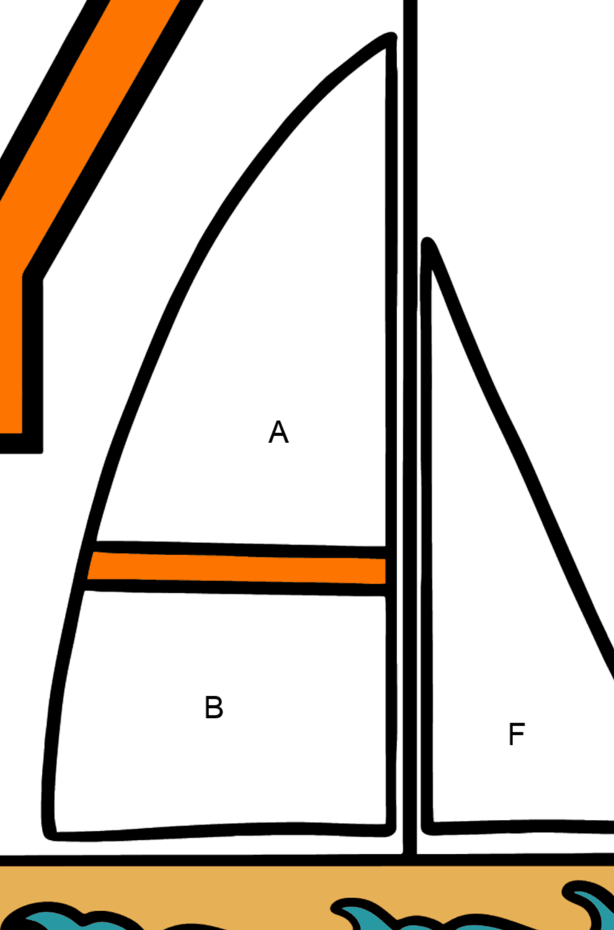 Desenho de Letra inglês Y para colorir - YACHT - Colorir por Letras para Crianças
