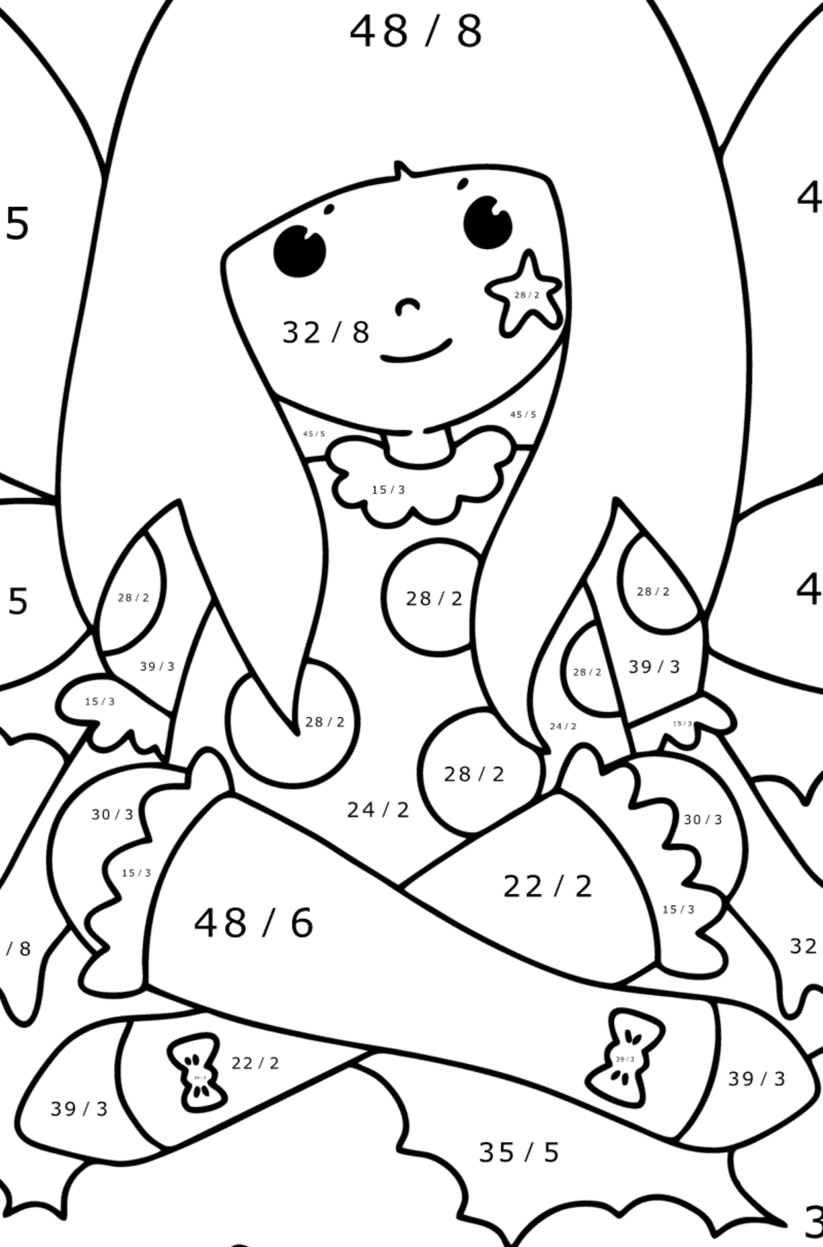 Cartoon fairy coloring page - Math Coloring - Division for Kids