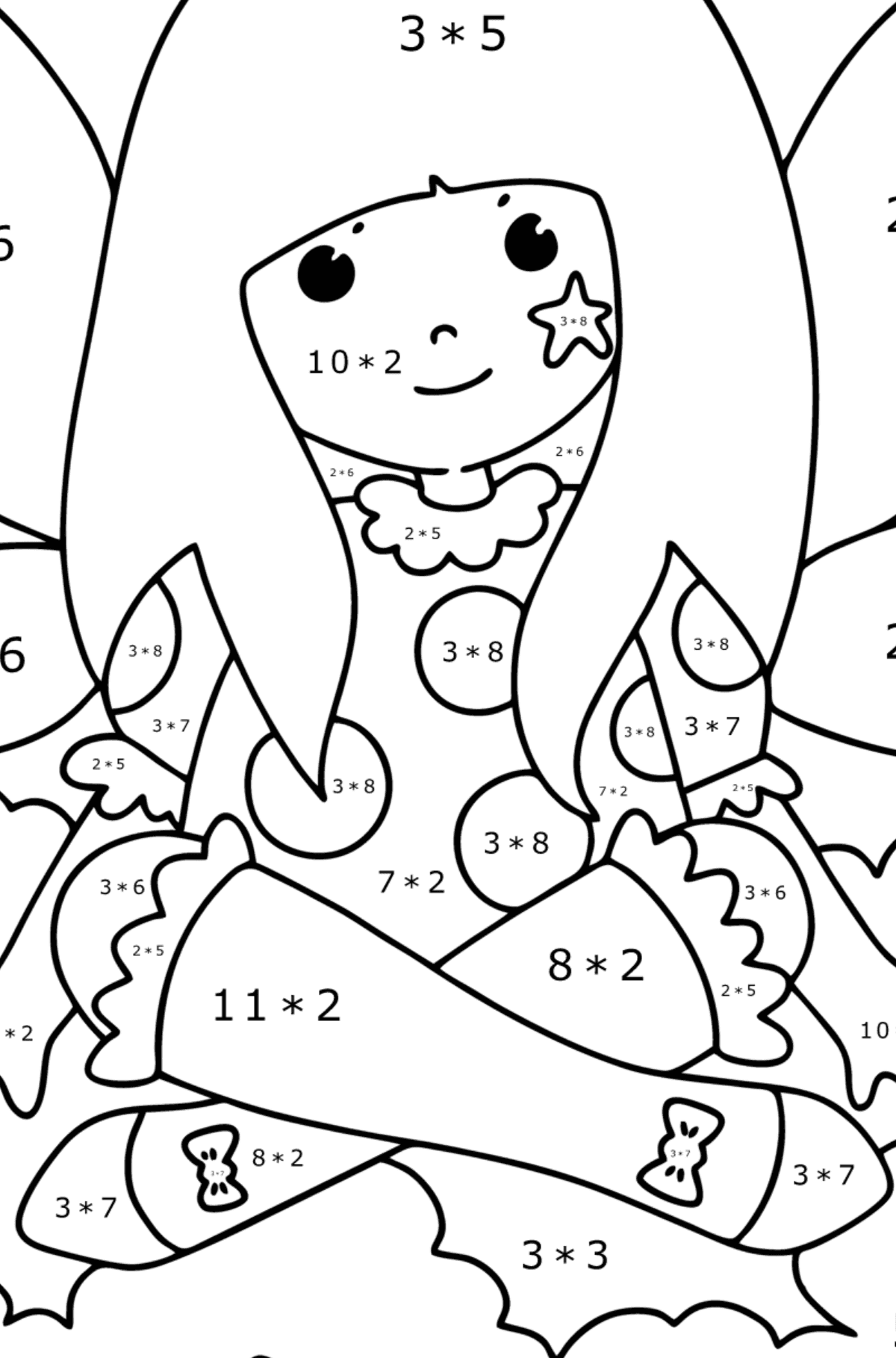 Cartoon fairy coloring page - Math Coloring - Multiplication for Kids