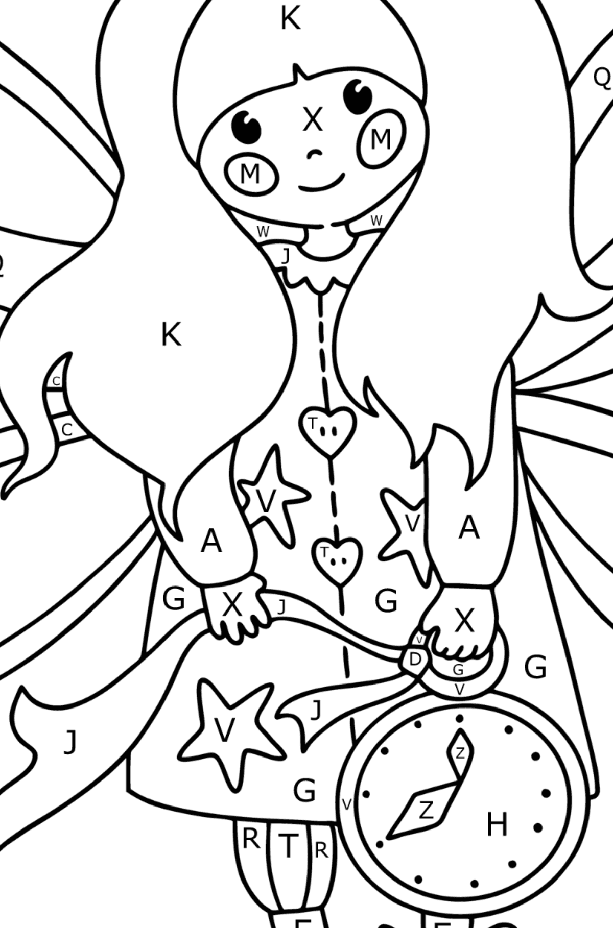 Sweet Fairy coloring page - Coloring by Letters for Kids