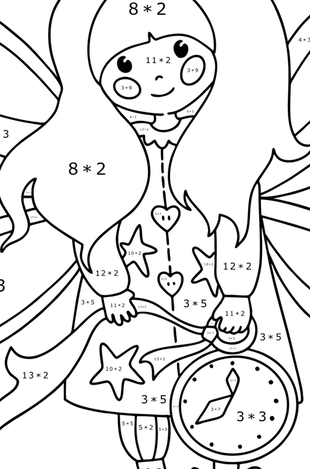 Sweet Fairy coloring page - Math Coloring - Multiplication for Kids
