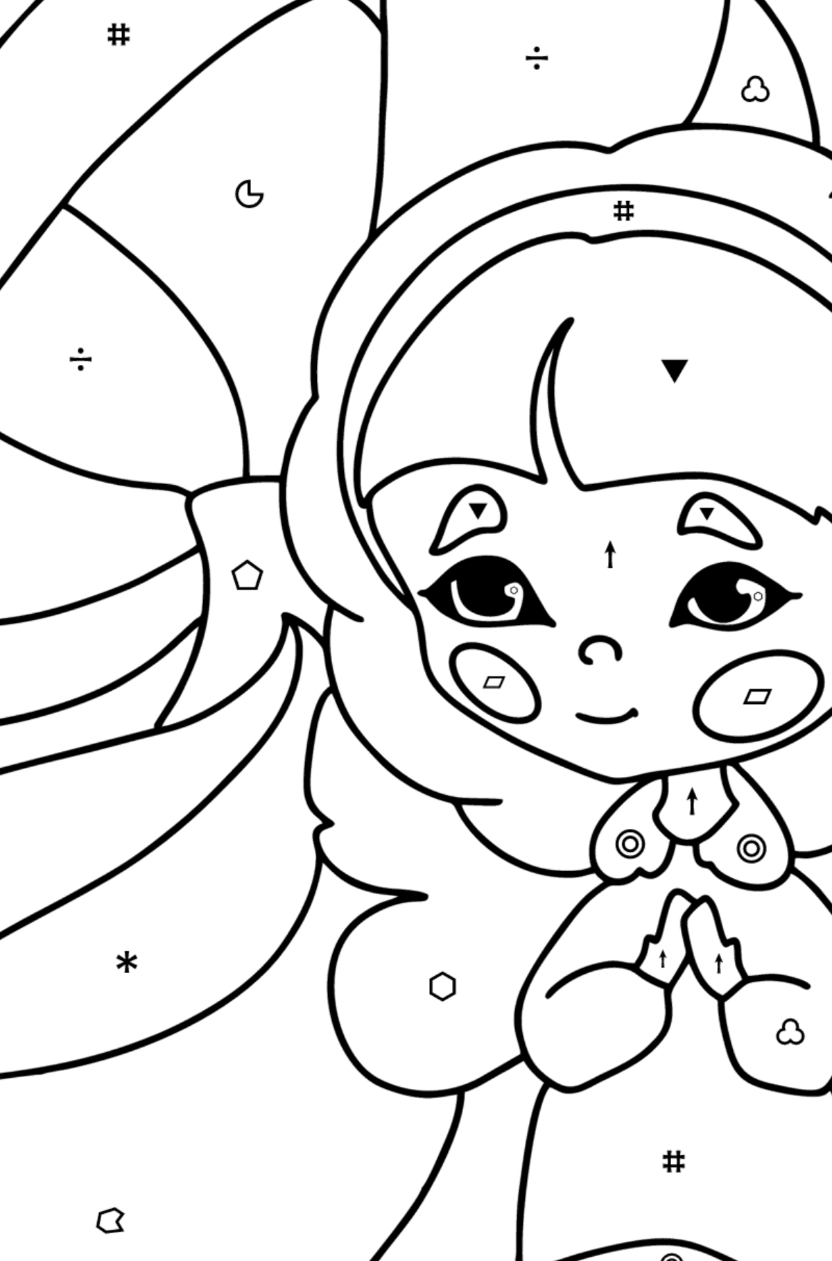 fairy and mushroom coloring page - Coloring by Symbols and Geometric Shapes for Kids