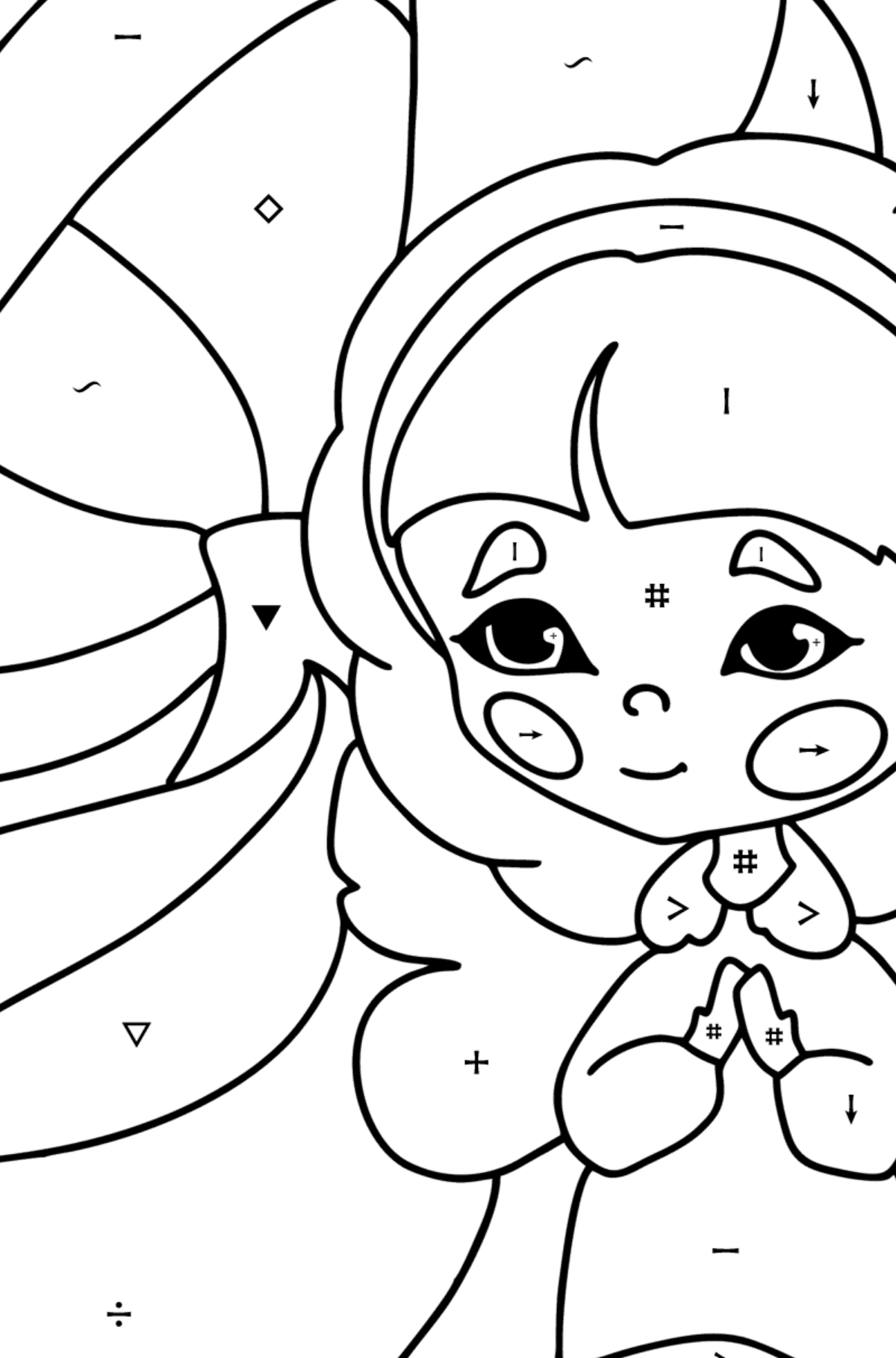 fairy and mushroom coloring page - Coloring by Symbols for Kids